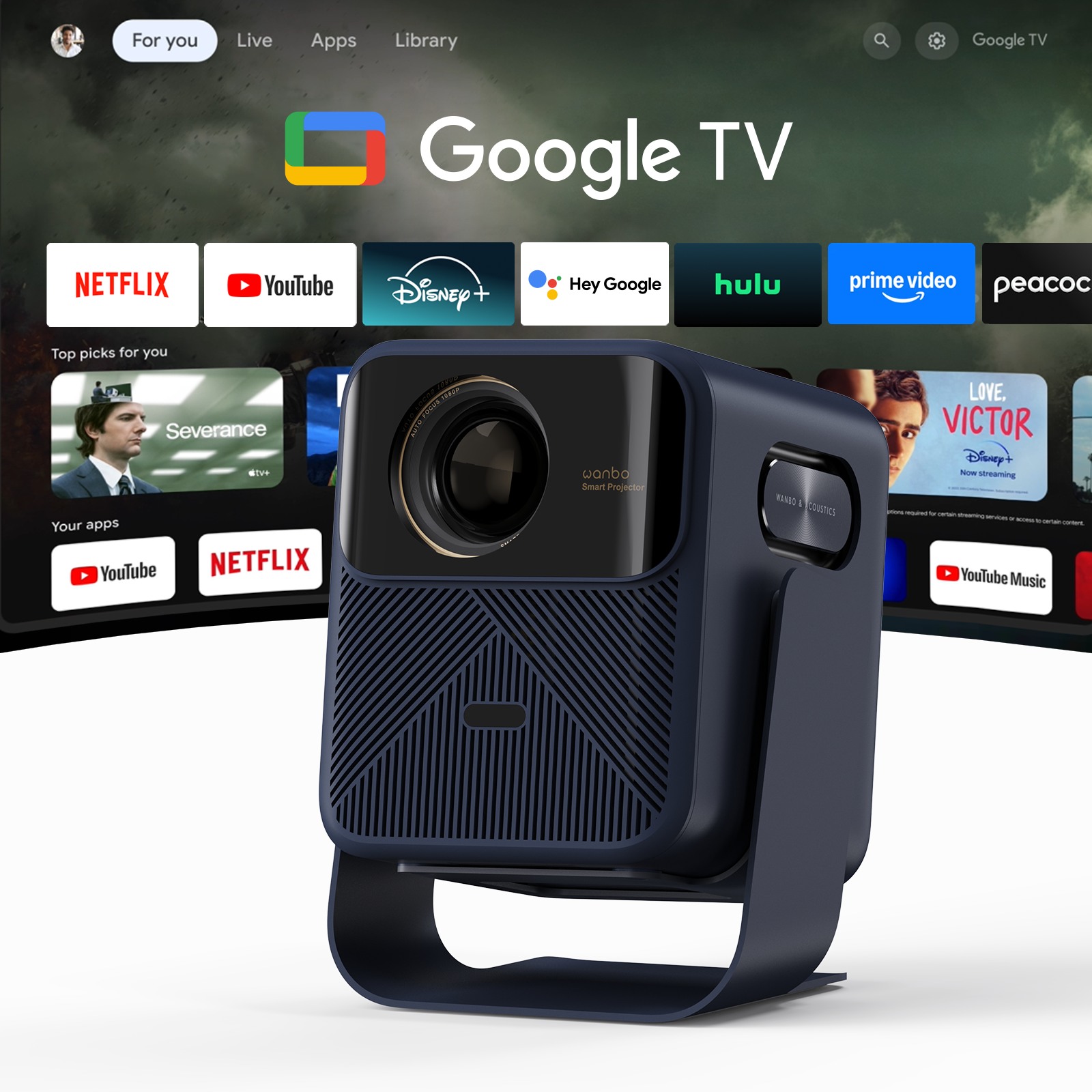Wanbo Mozart 1 Pro Projektor neues Upgrade | Android TV 11.0 Google Assistant Netflix 1080P DRM L1