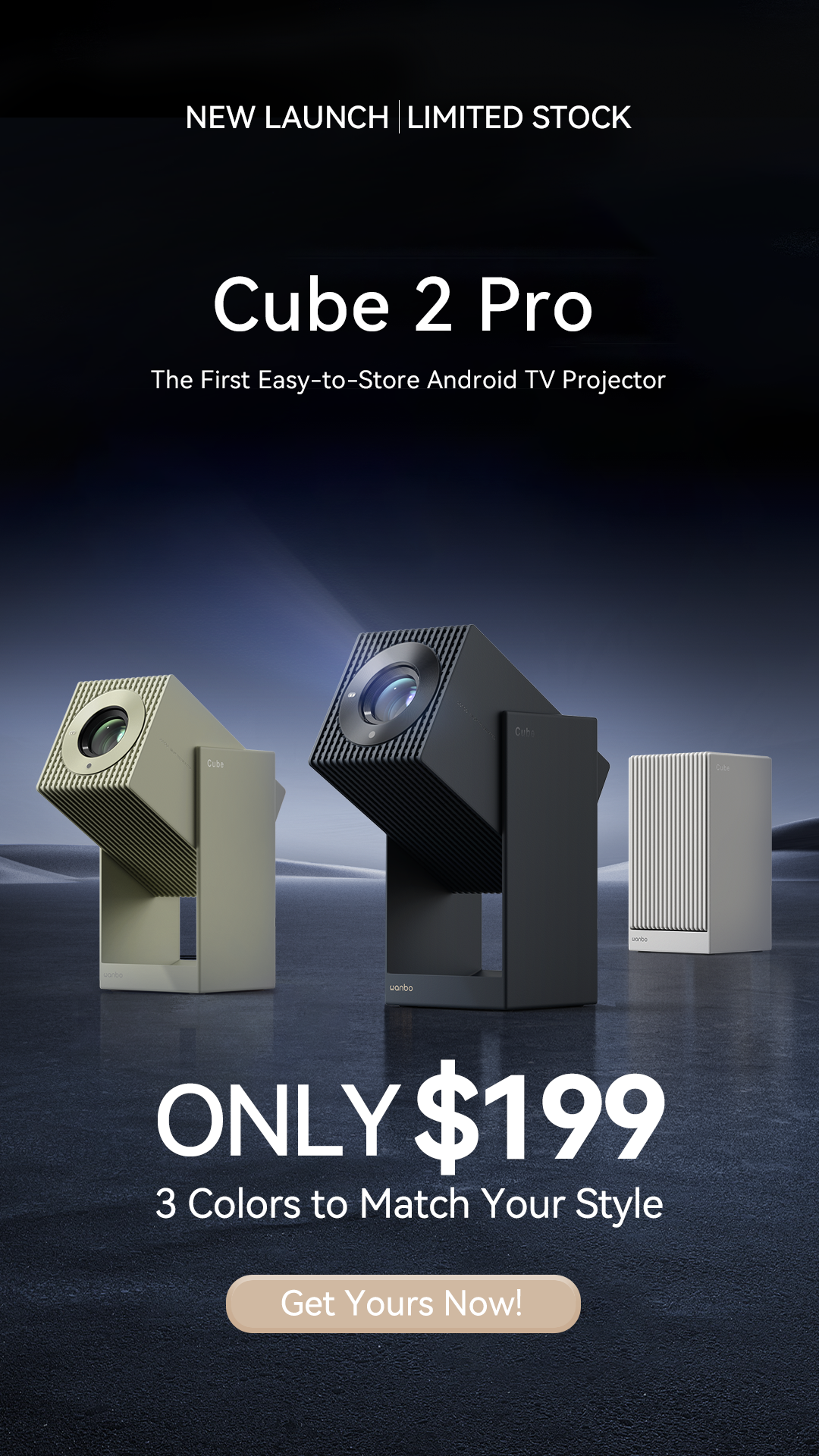 Wanbo Cube 2 Pro Projector | ToF Auto-Focus & All-in-One 1080P Smart P