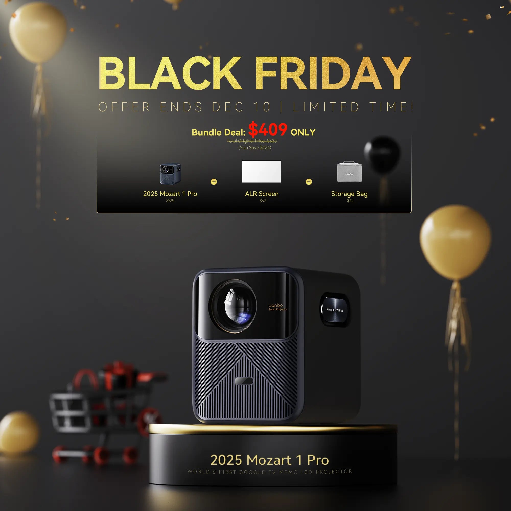 Wanbo 2025 Mozart 1 Pro|World's 1st Google TV MEMC Projector|1200ANSI|HDR10 Product vendor