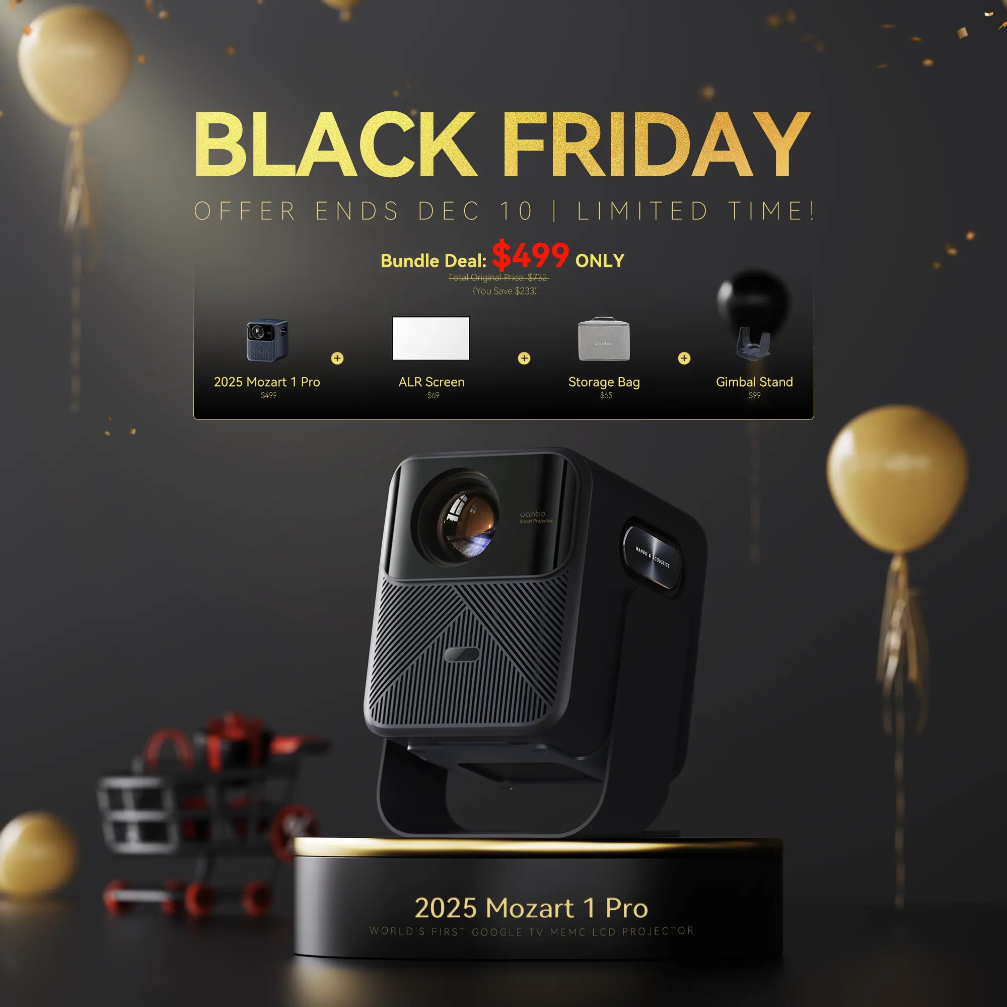 Wanbo 2025 Mozart 1 Pro|World's 1st Google TV MEMC Projector|1200ANSI|HDR10 Product vendor