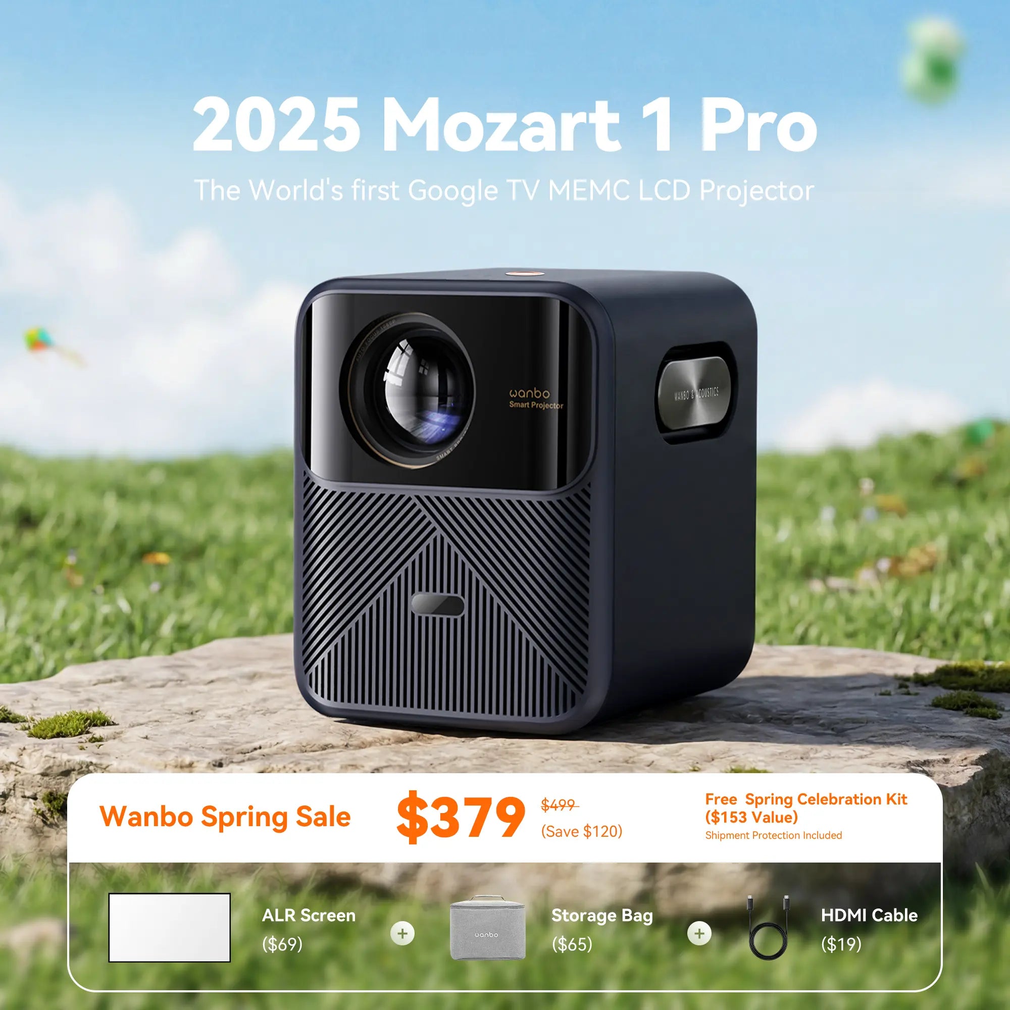 Wanbo 2025 Mozart 1 Pro New AD Exclusive $379 | World's 1st Google TV MEMC | 1200ANSI | 4K Support Product vendor