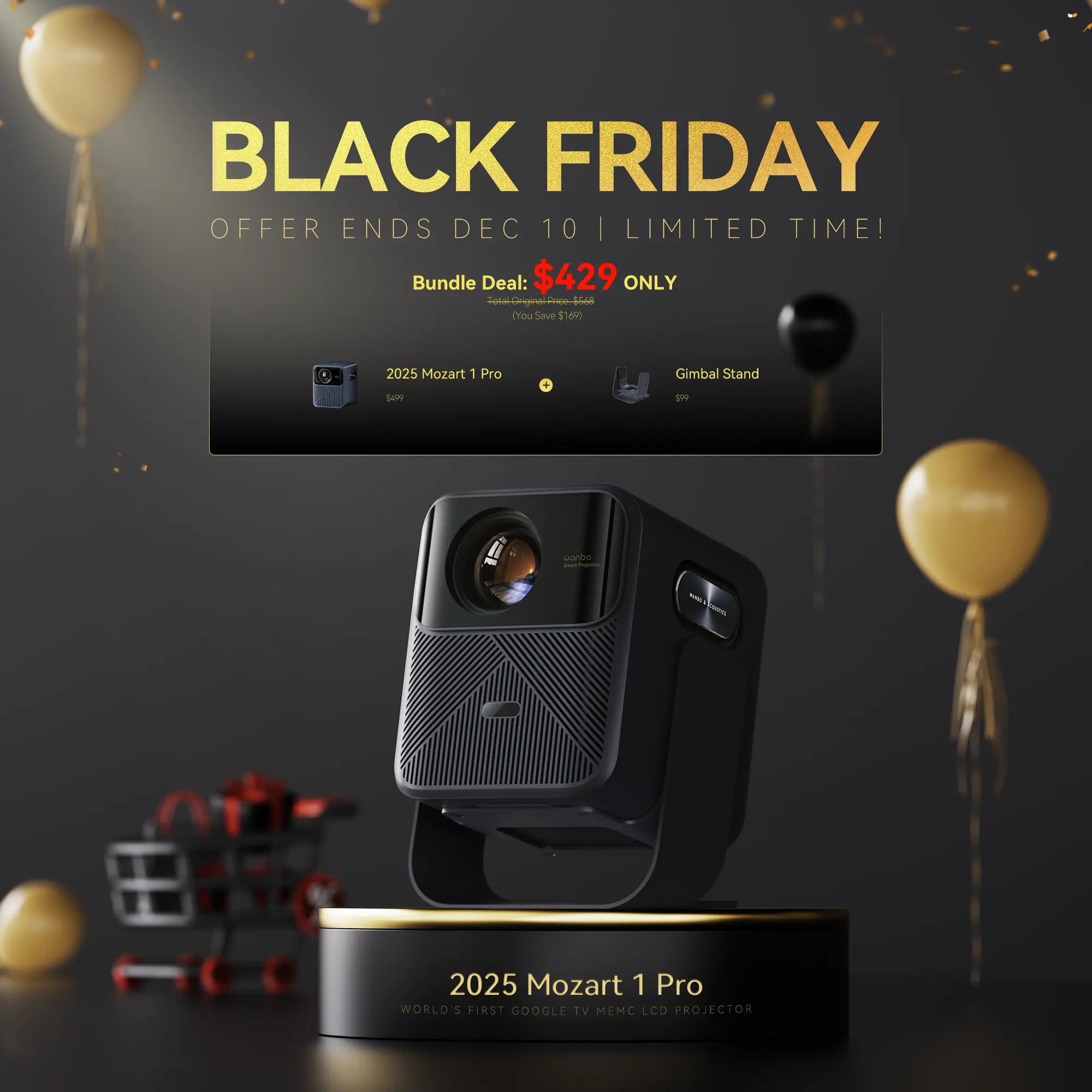 Wanbo 2025 Mozart 1 Pro|World's 1st Google TV MEMC Projector|1200ANSI|HDR10 Product vendor