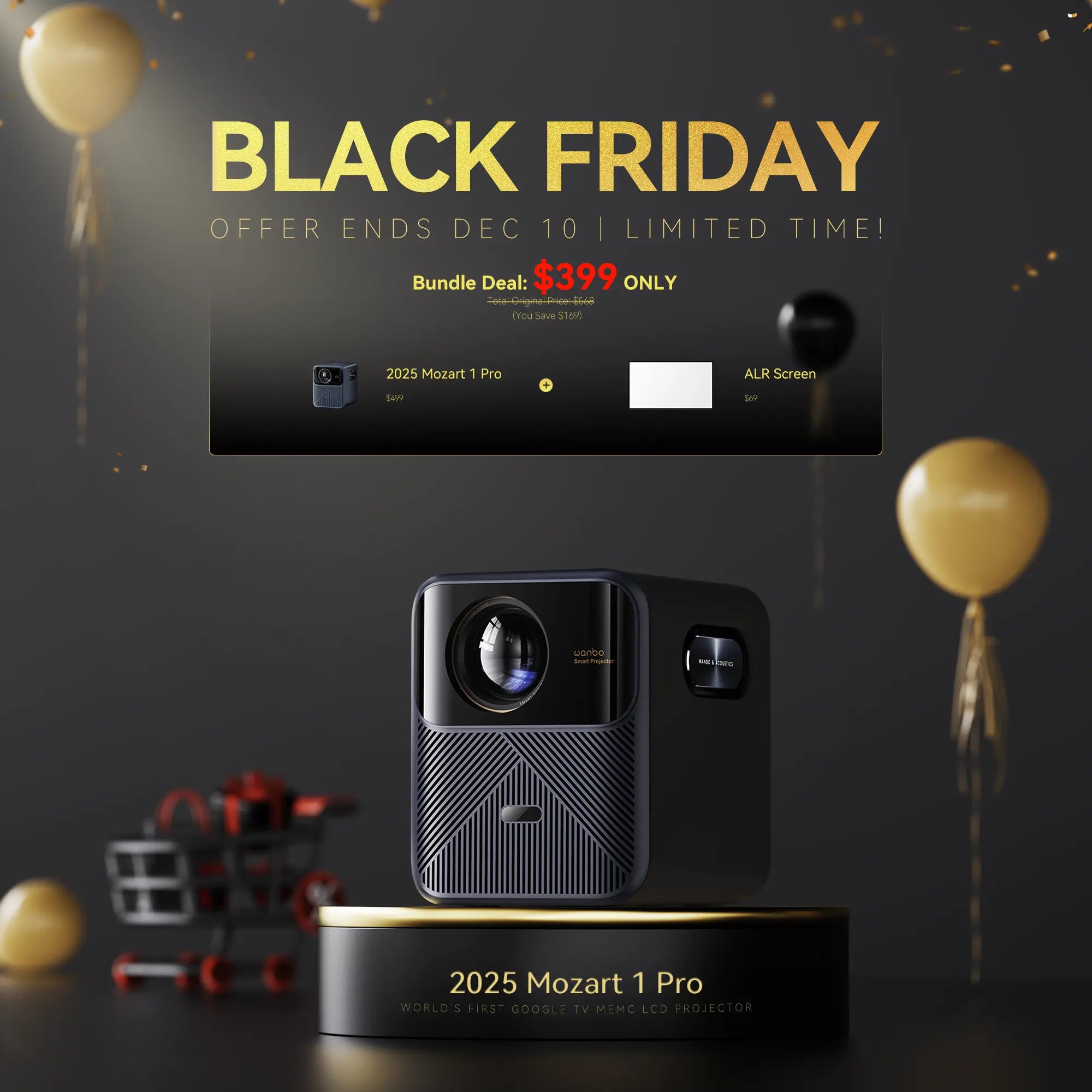 Wanbo 2025 Mozart 1 Pro|World's 1st Google TV MEMC Projector|1200ANSI|HDR10 Product vendor