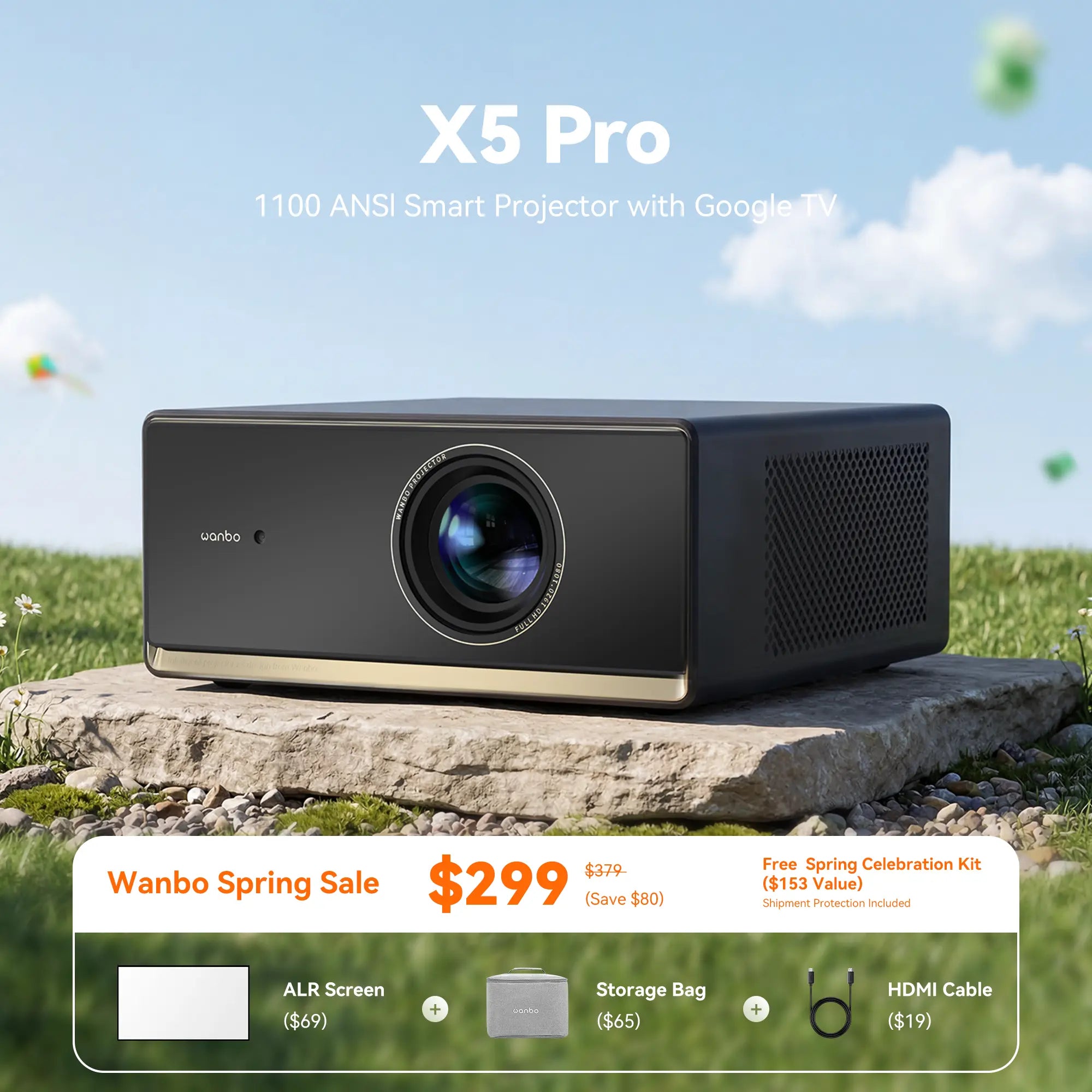 Wanbo X5 Pro 2025 1100 ANSI Smart Projector With Google TV | HDR 10 Online 4K Support Product vendor