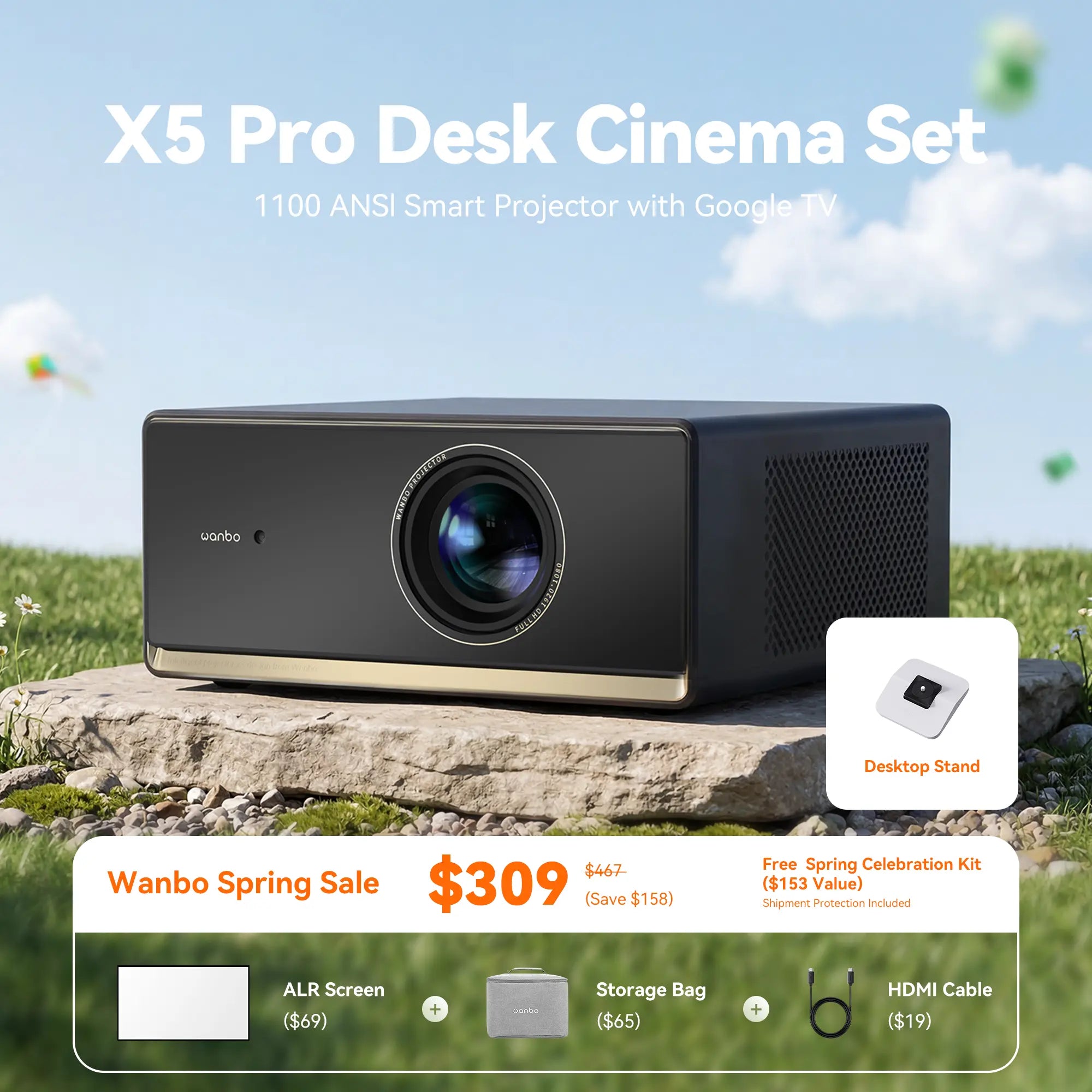 Wanbo X5 Pro 2025 1100 ANSI Smart Projector With Google TV | HDR 10 Online 4K Support Product vendor