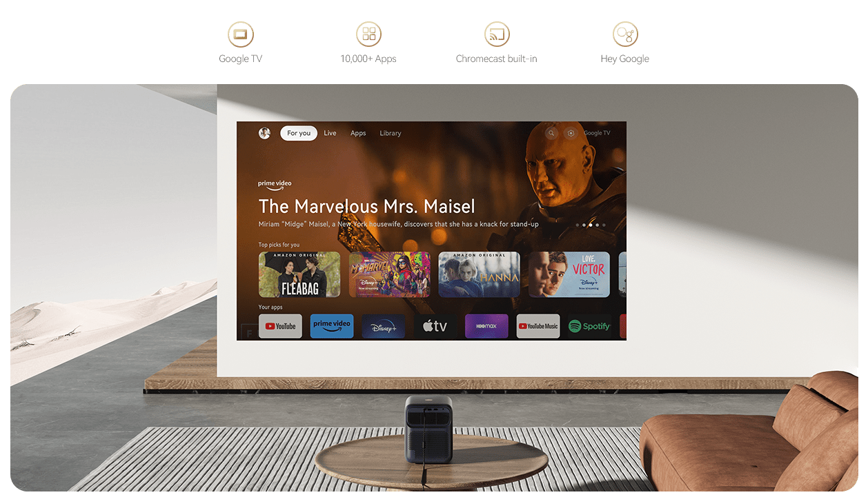 Projecteur Wanbo Mozart 1 Pro 2025 4K 1200 Ansi Google TV 1080P HDR10 MEMC HDMI 2.0 Scellé avec double Wi-Fi et haut-parleur 20W 44 Projecteur Wanbo Mozart 1 Pro 2025 4K 1200 Ansi Google TV 1080P HDR10 MEMC HDMI 2.0 Scellé avec double Wi-Fi et haut-parleur 20W 44