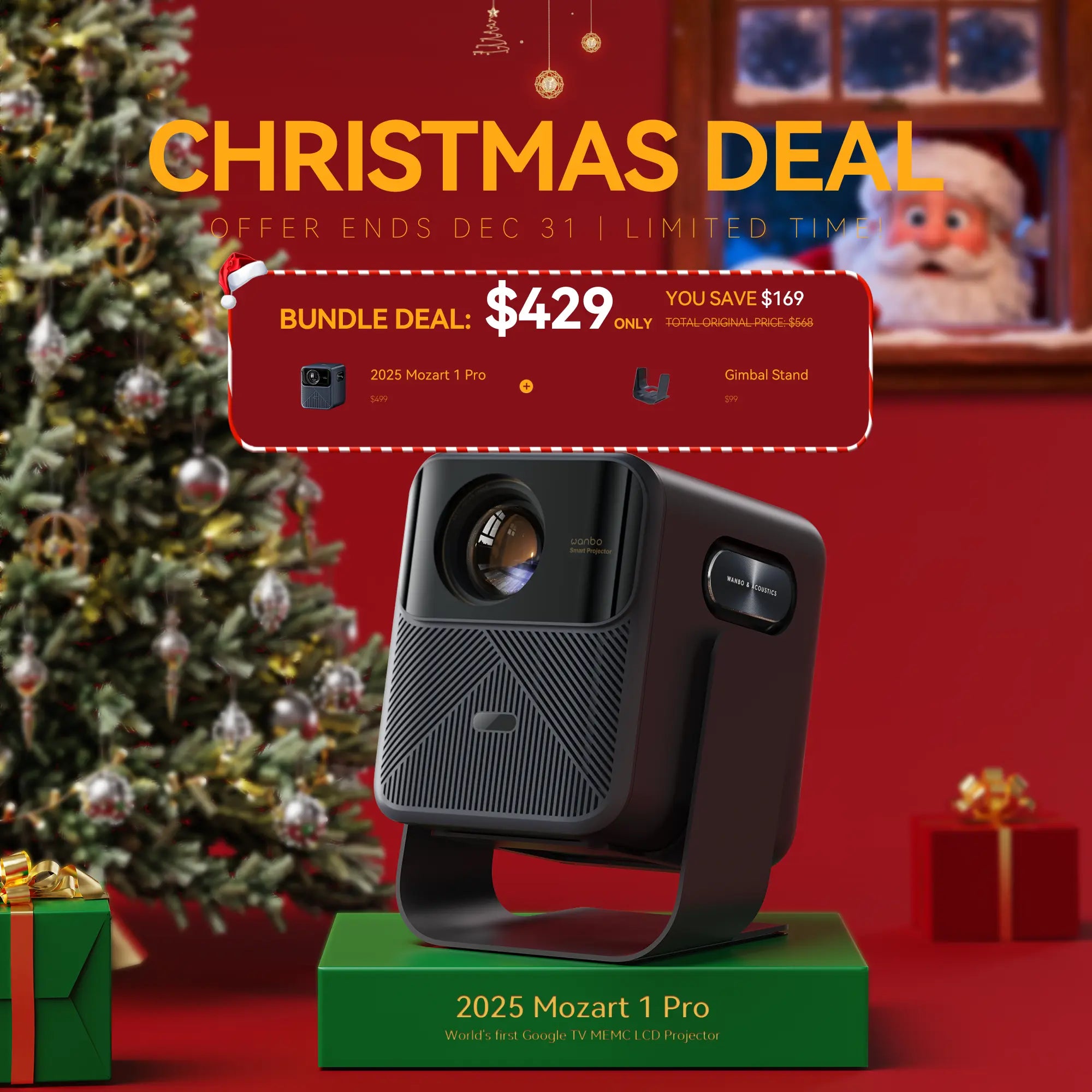 Wanbo 2025 Mozart 1 Pro|World's 1st Google TV MEMC Projector|1200ANSI|HDR10 Product vendor