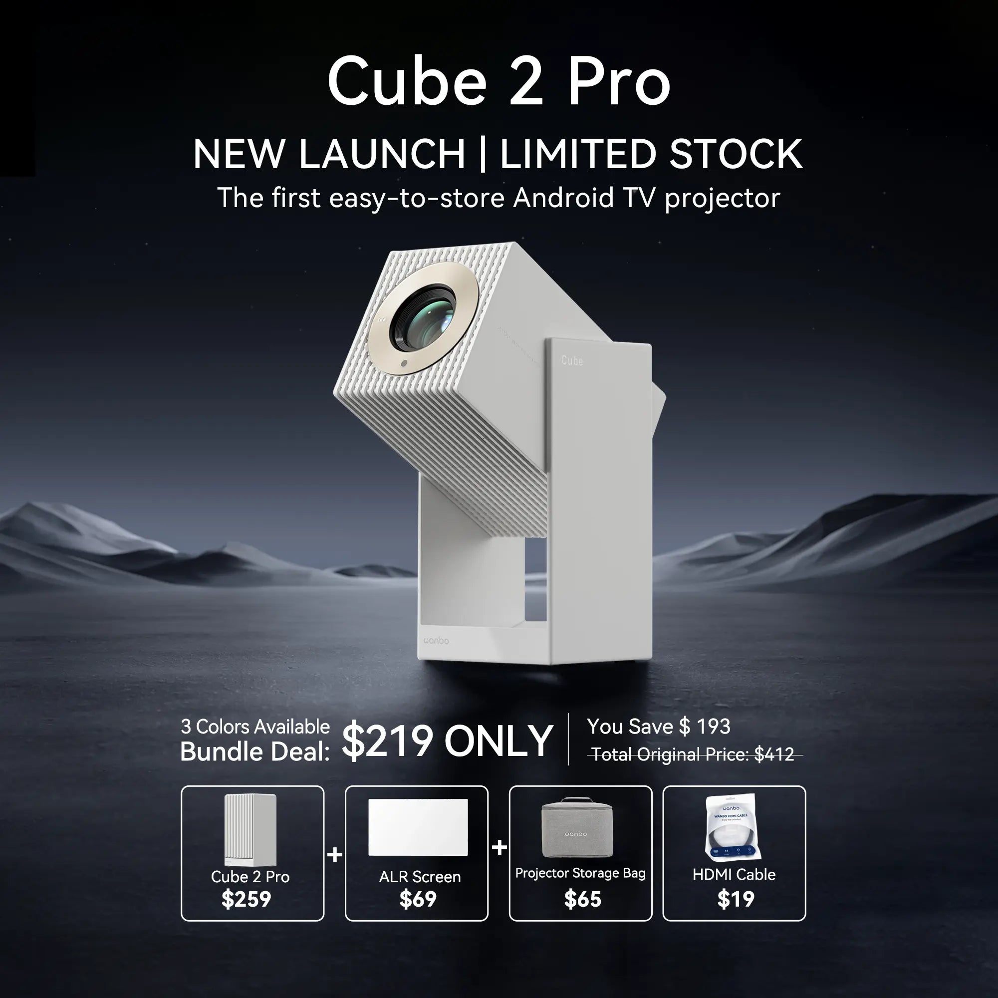 Wanbo Cube 2 Pro Projector | ToF Auto-Focus & All-in-One 1080P Smart Projector Product vendor