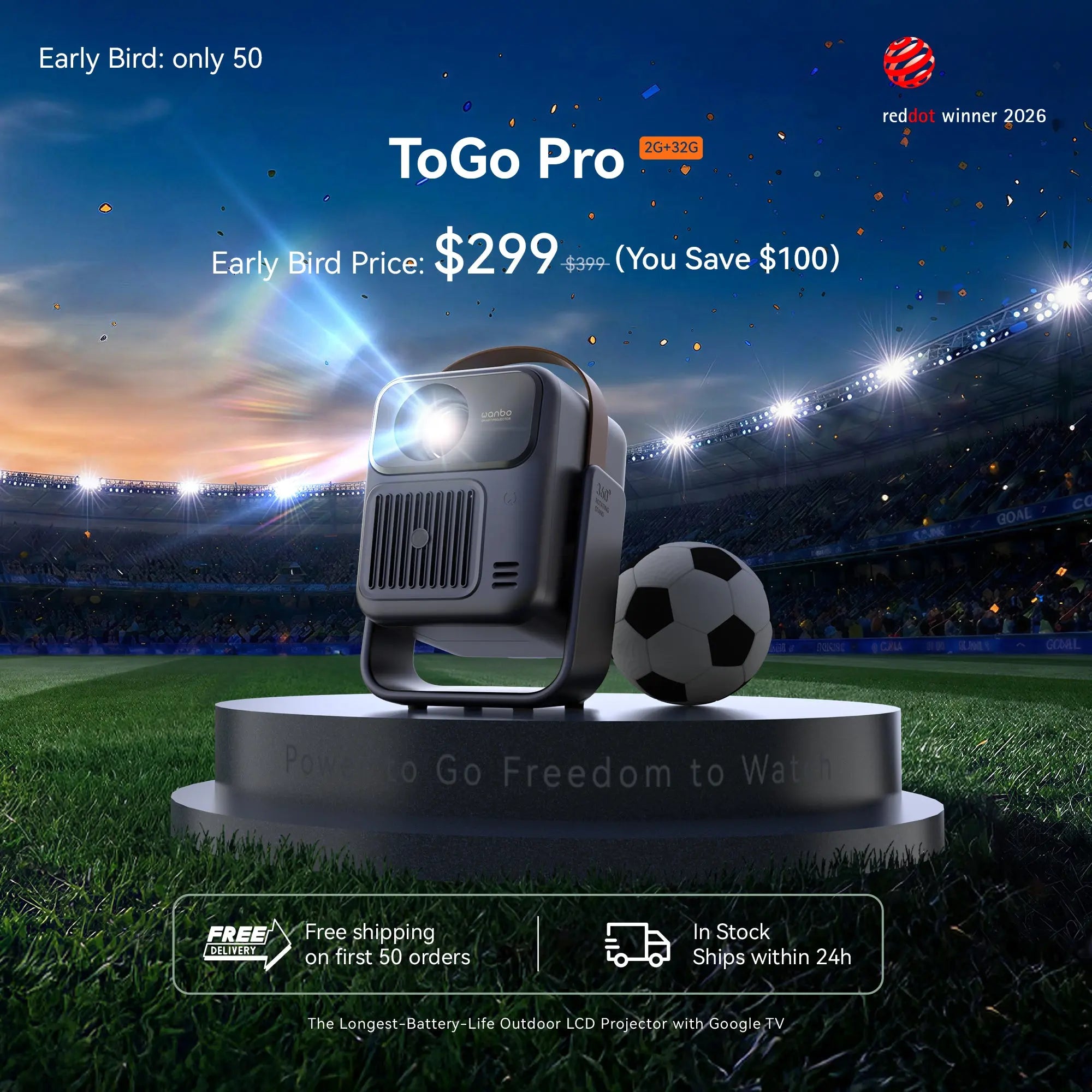 Wanbo ToGo Pro: Google TV Projector with Android 14 & Longest Battery for Outdoor Product vendor