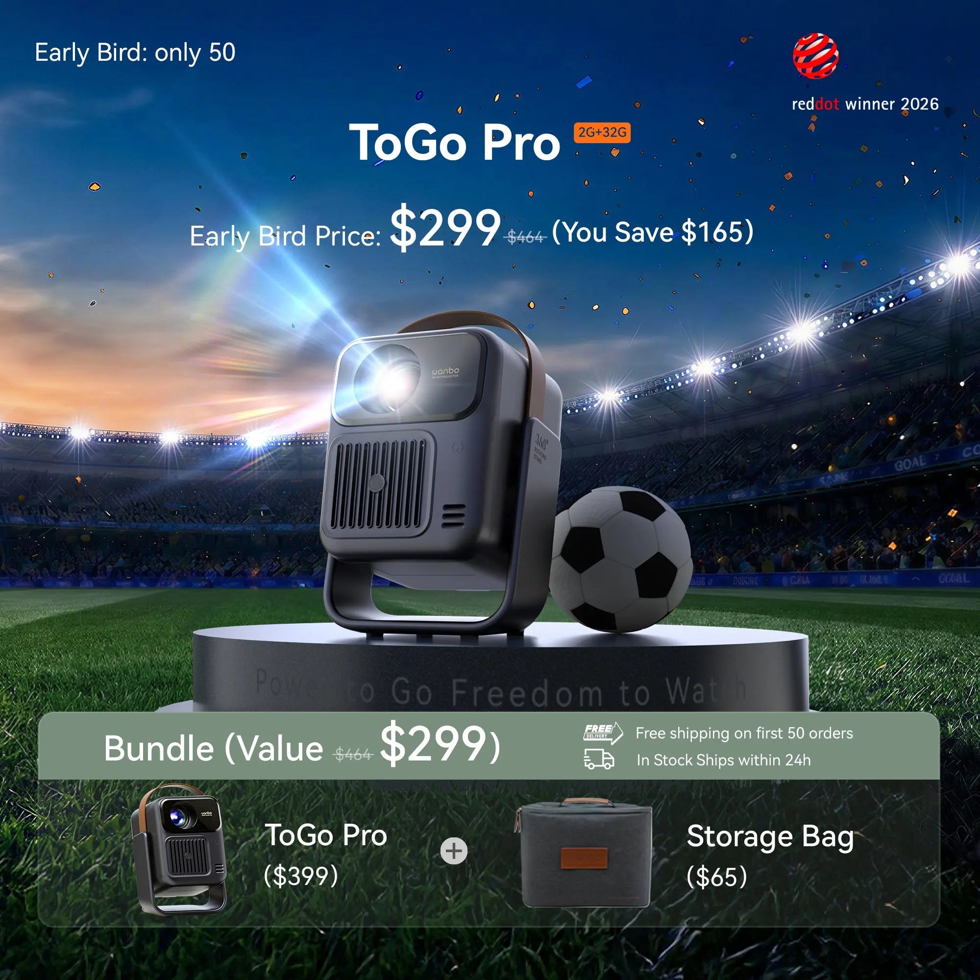 Wanbo ToGo Pro: Google TV Projector with Android 14 & Longest Battery for Outdoor Product vendor