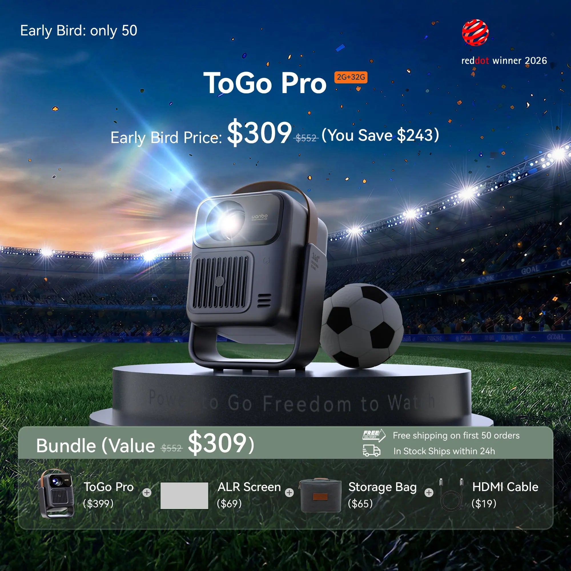 Wanbo ToGo Pro: Google TV Projector with Android 14 & Longest Battery for Outdoor Product vendor