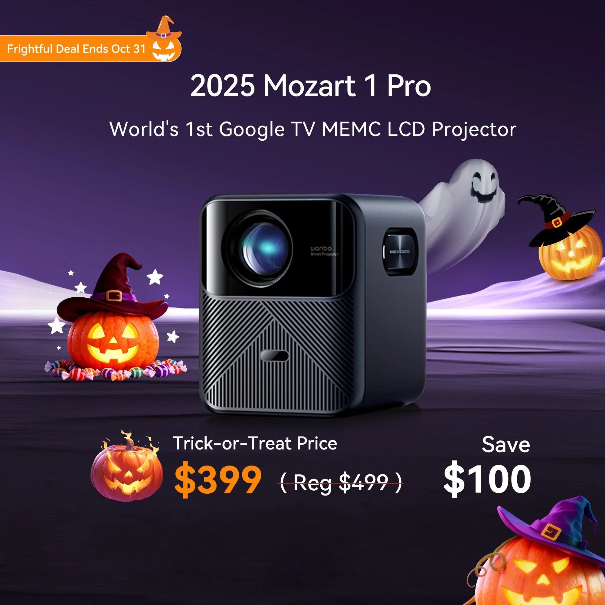 Wanbo 2025 Mozart 1 Pro New | World's 1st Google TV MEMC Projector | 1200ANSI | 4K Support | HDR10 Product vendor