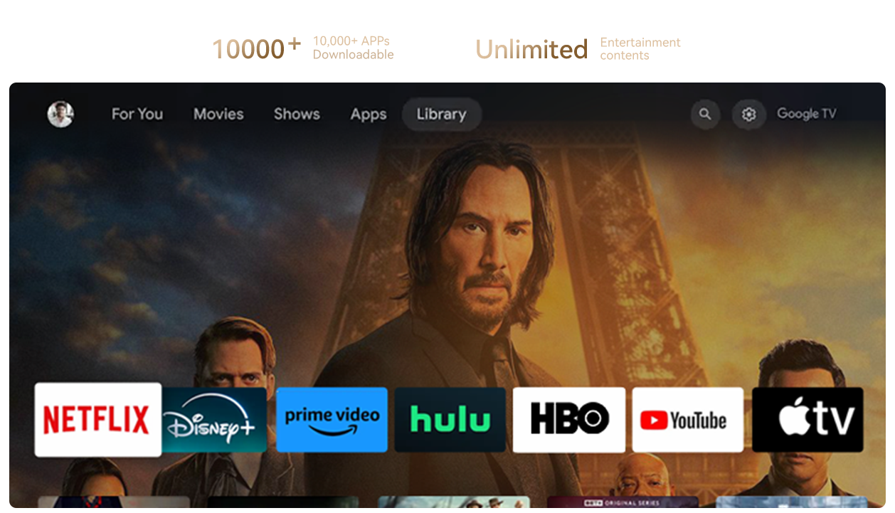 Hệ điều hành Google TV trên máy chiếu Wanbo