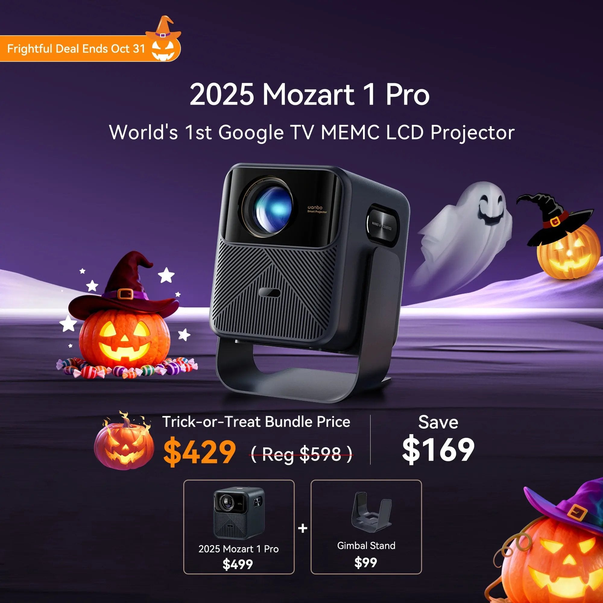 Wanbo 2025 Mozart 1 Pro New | World's 1st Google TV MEMC Projector | 1200ANSI | 4K Support | HDR10 Product vendor
