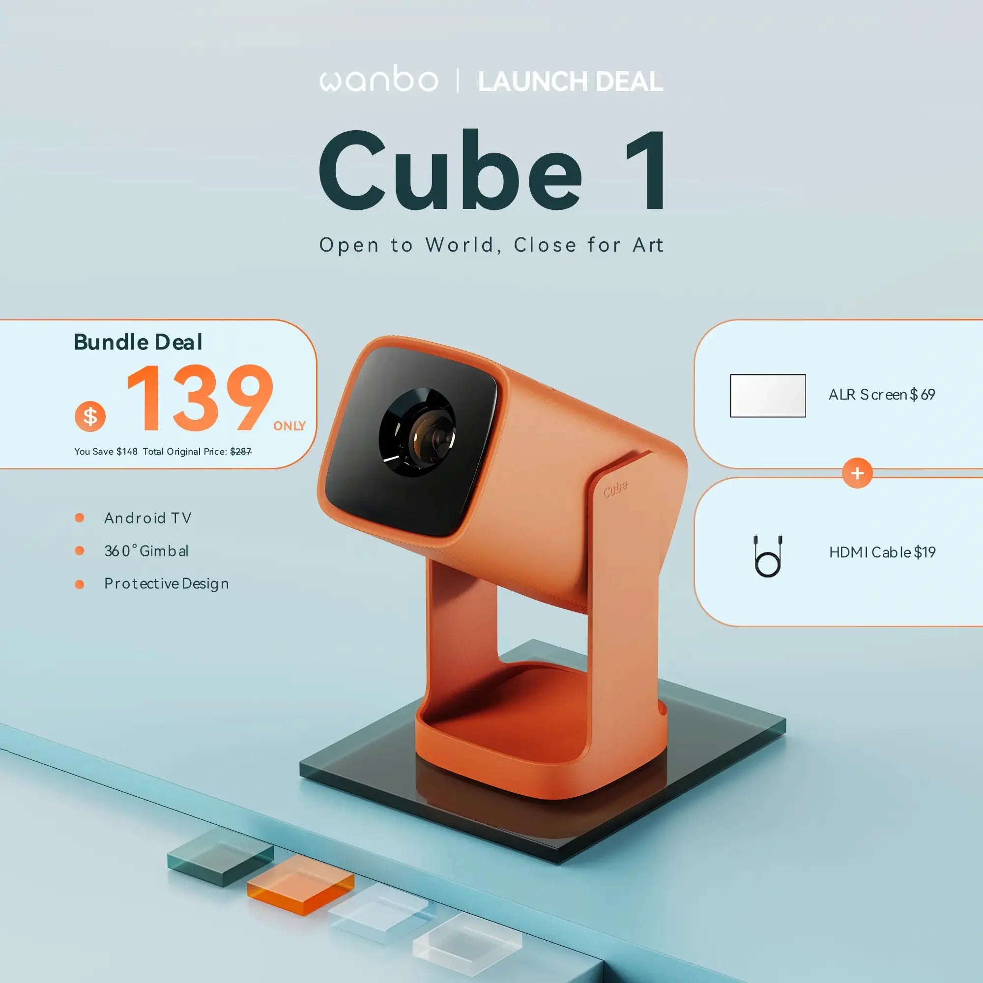 Wanbo Cube 1: Your Bedroom Cinema, Projected. With Android TV 11 & 360° Rotation. Product vendor