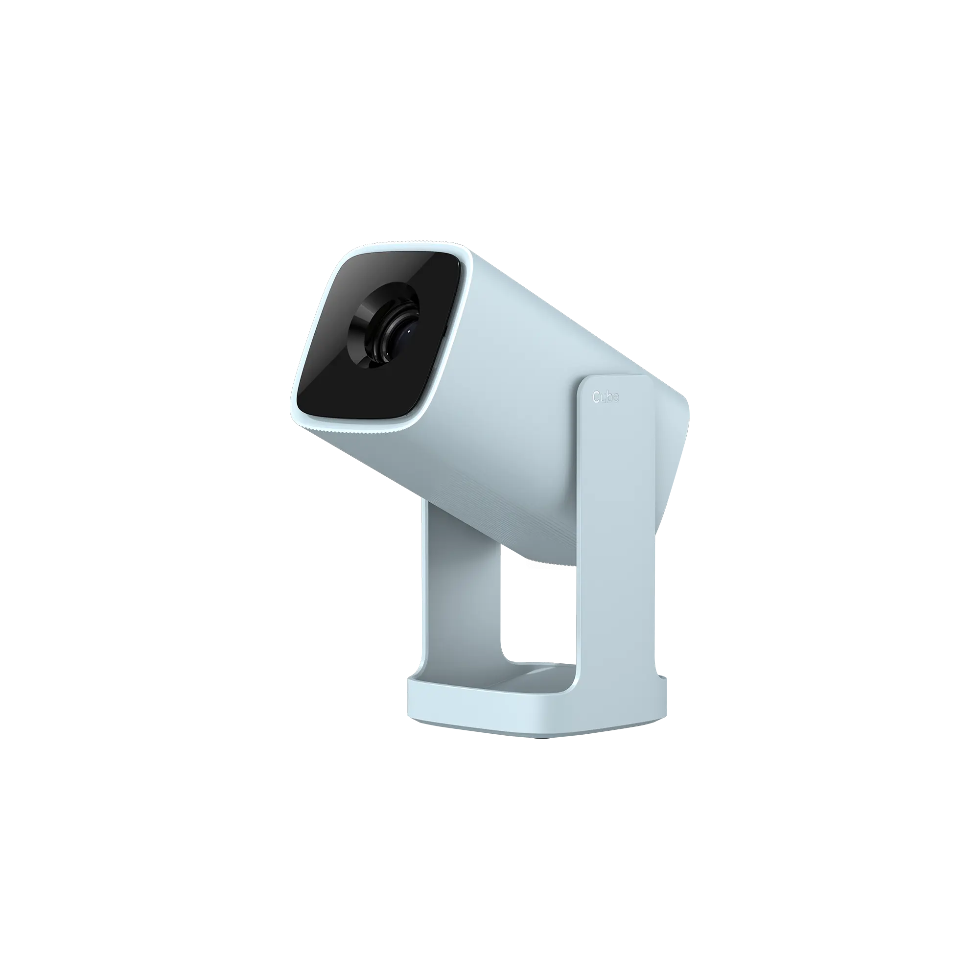 Wanbo Cube 1 Smart Android TV Projector in Sky Blue with 360° Rotating Gimbal Stand