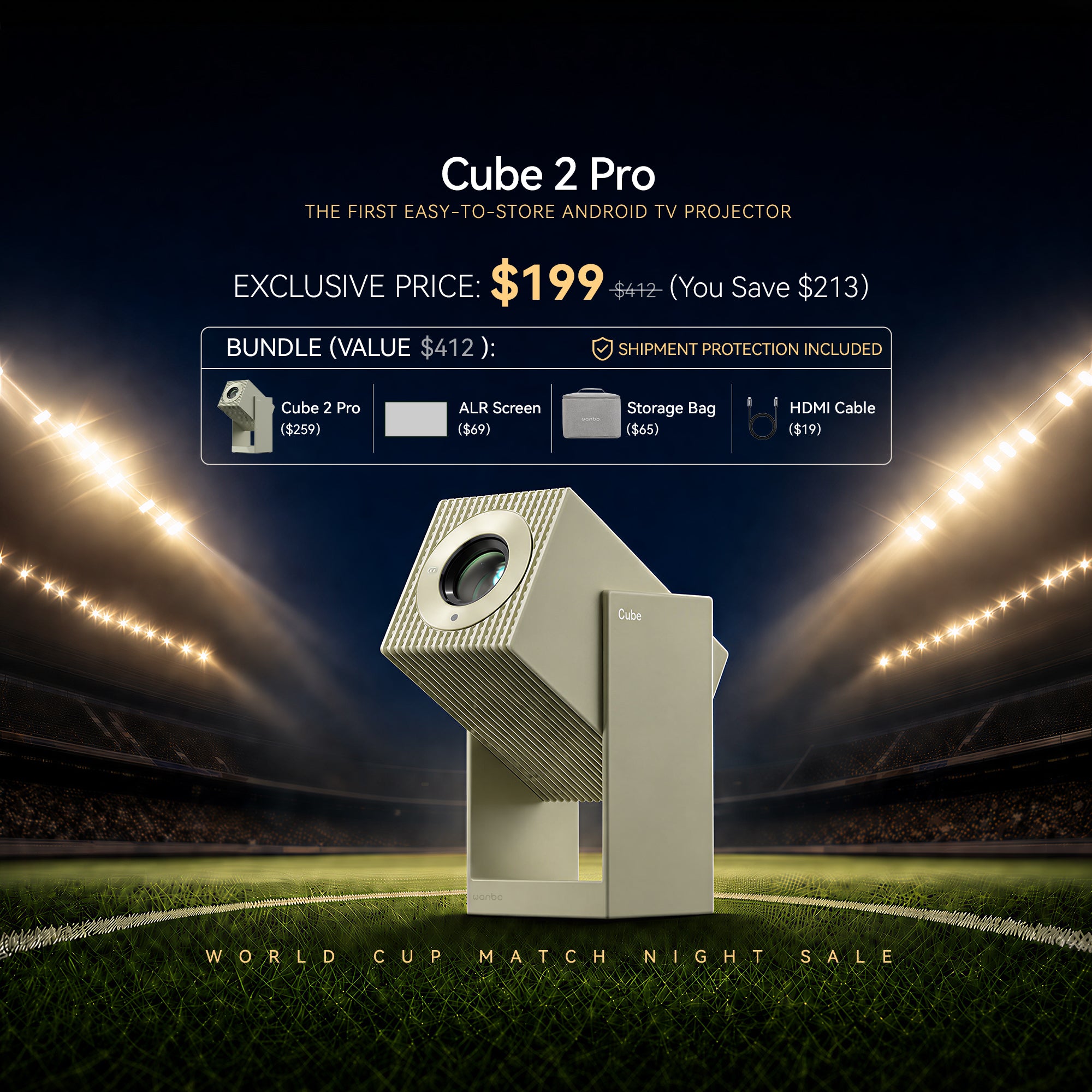Wanbo Cube 2 Pro Projector | ToF Auto-Focus & All-in-One 1080P Smart Projector