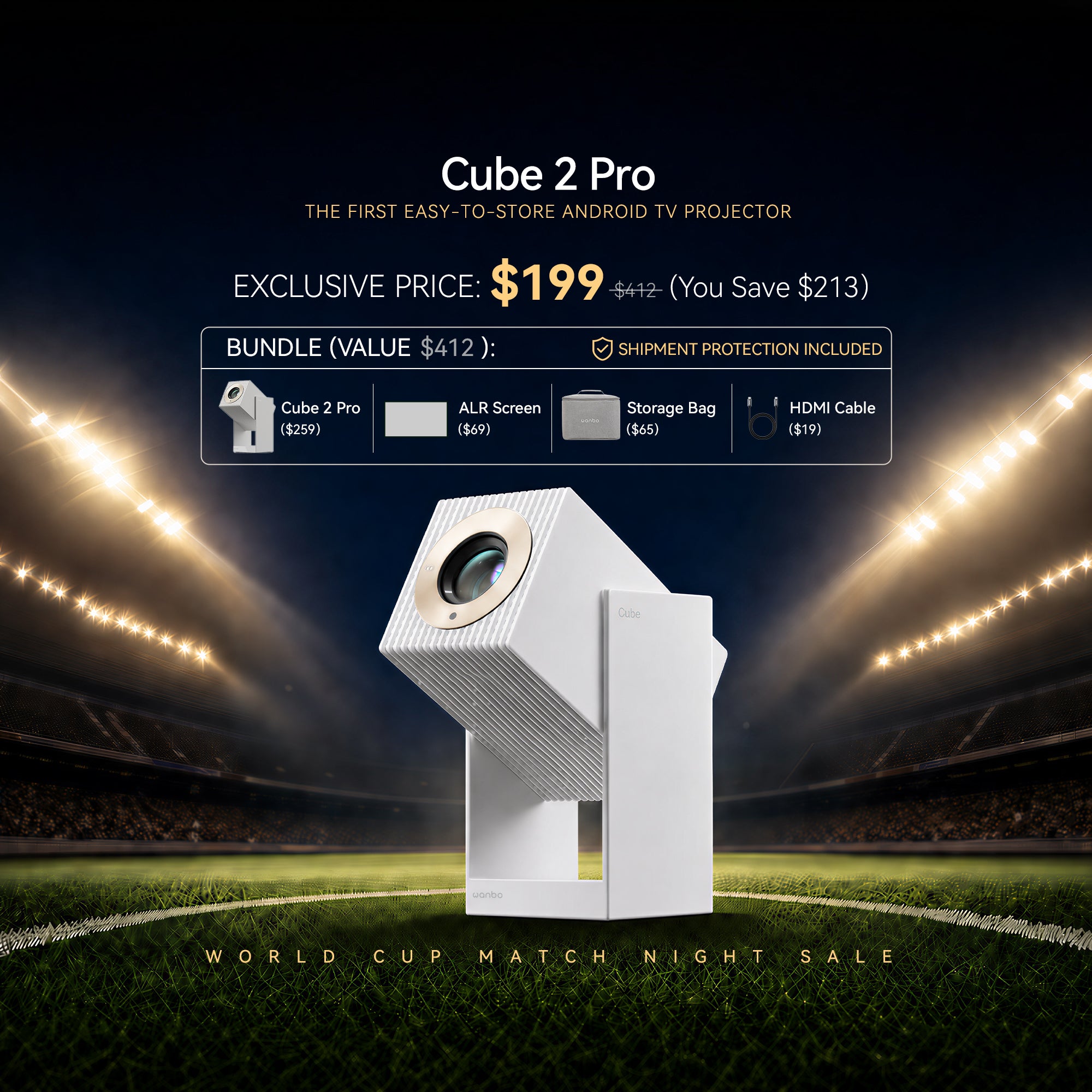 Wanbo Cube 2 Pro Projector | ToF Auto-Focus & All-in-One 1080P Smart Projector
