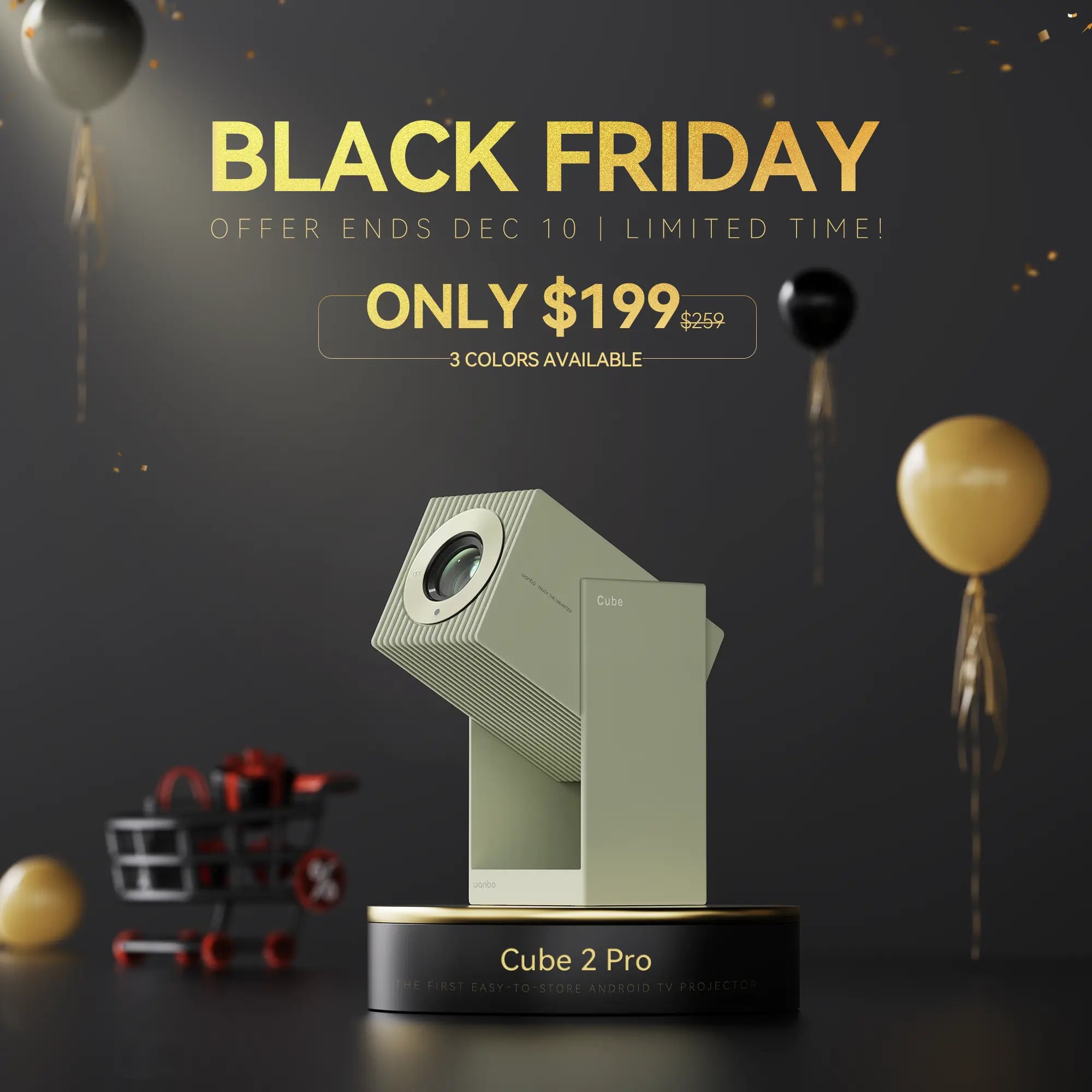 Wanbo Cube 2 Pro Projector | ToF Auto-Focus & All-in-One 1080P Smart P