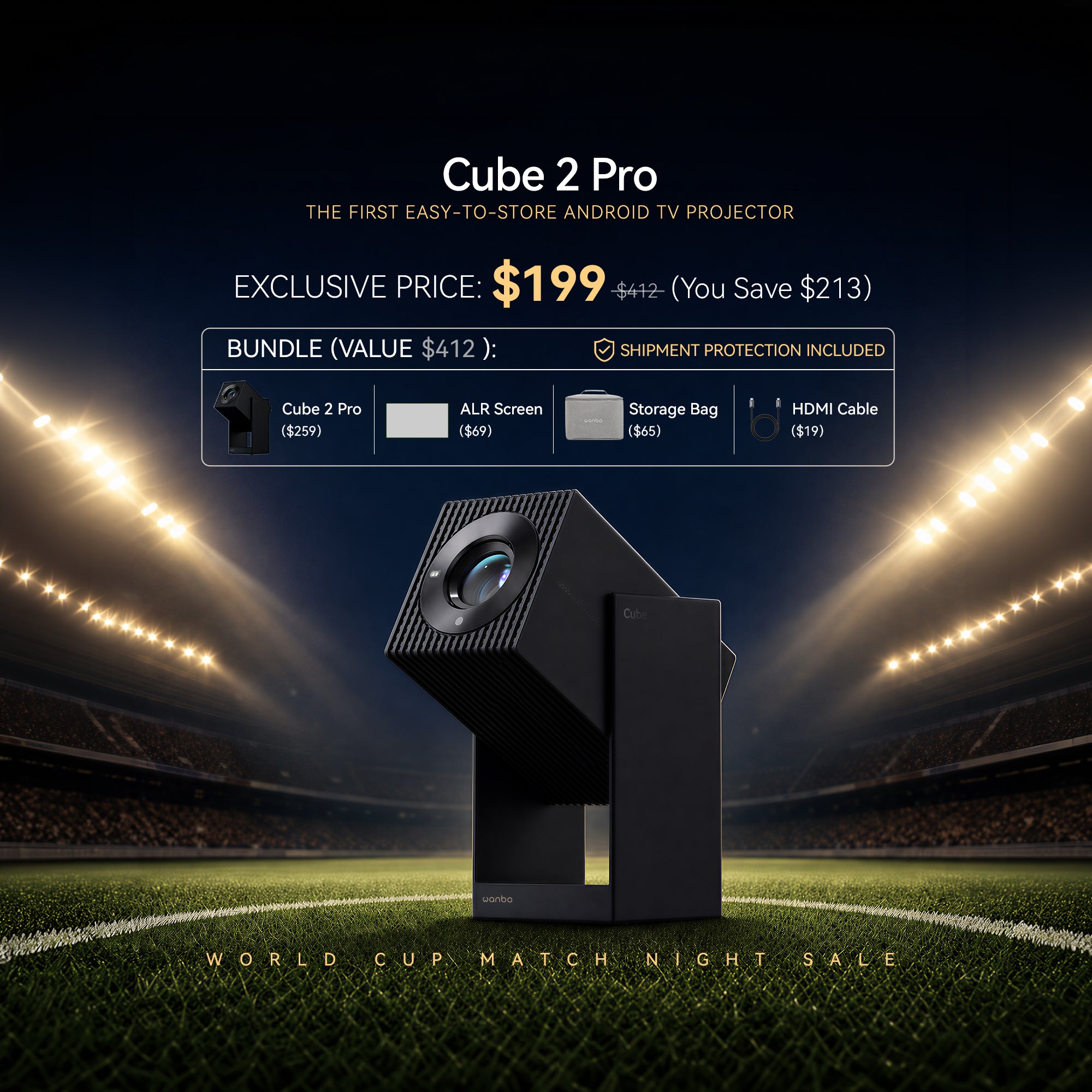 Wanbo Cube 2 Pro Projector | ToF Auto-Focus & All-in-One 1080P Smart Projector