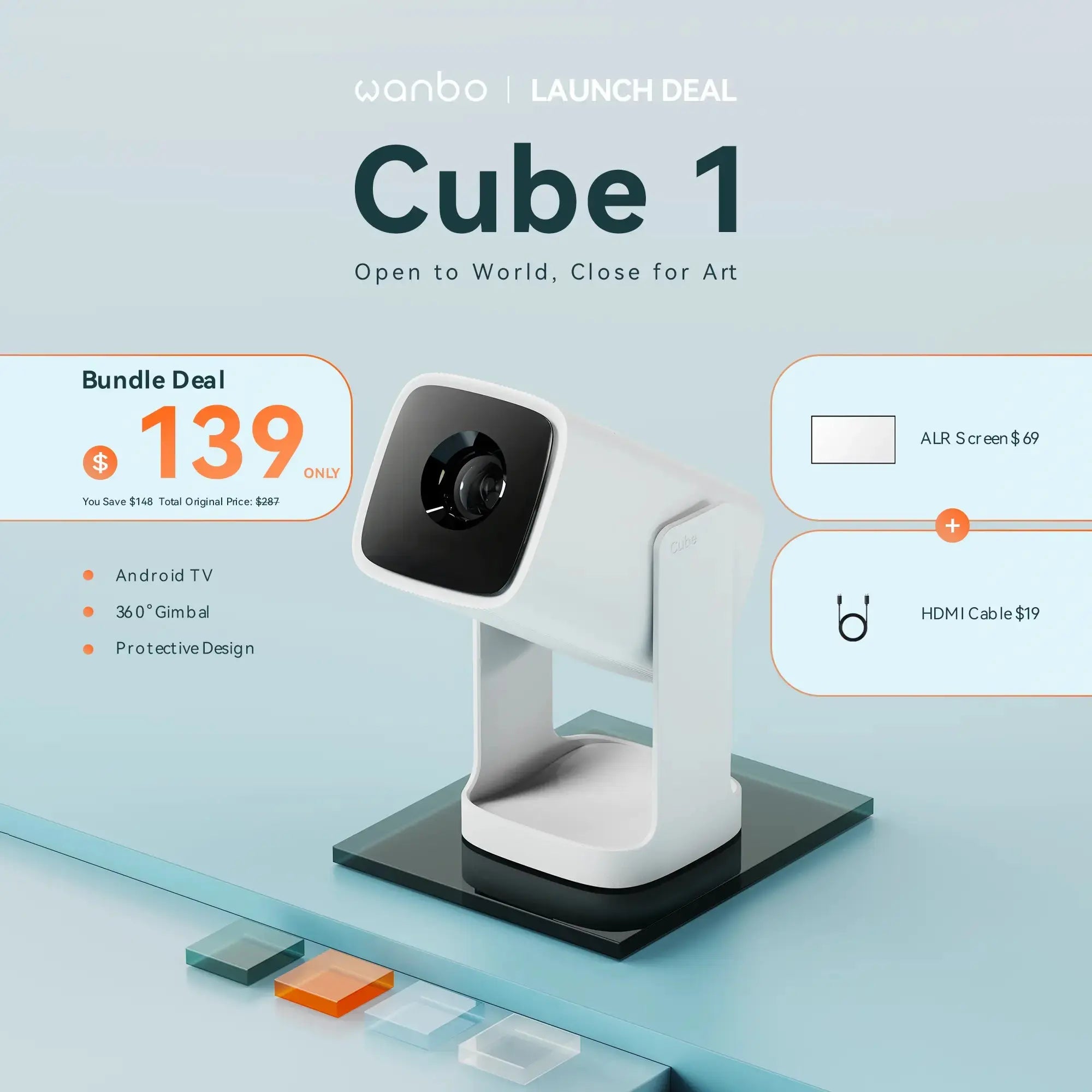Wanbo Cube 1: Your Bedroom Cinema, Projected. With Android TV 11 & 360° Rotation. Product vendor