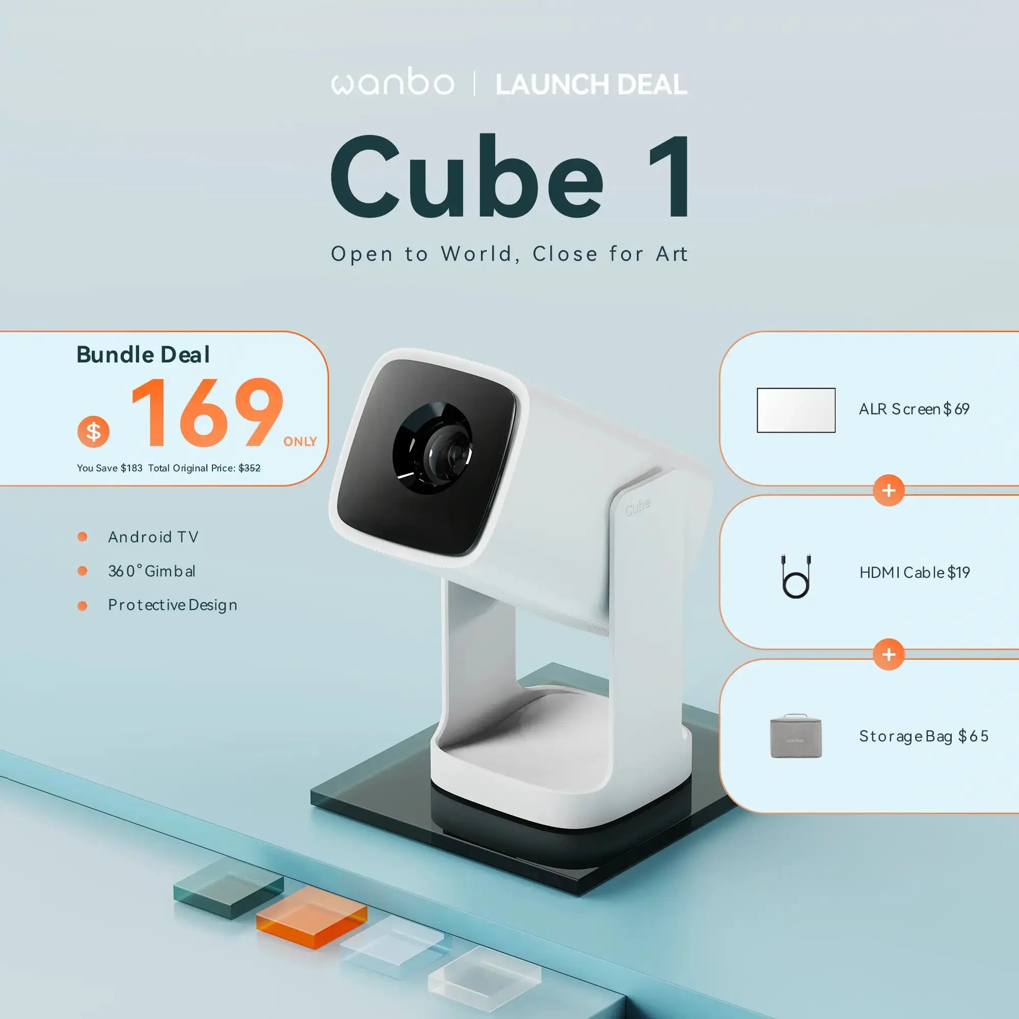 Wanbo Cube 1: Your Bedroom Cinema, Projected. With Android TV 11 & 360° Rotation. Product vendor