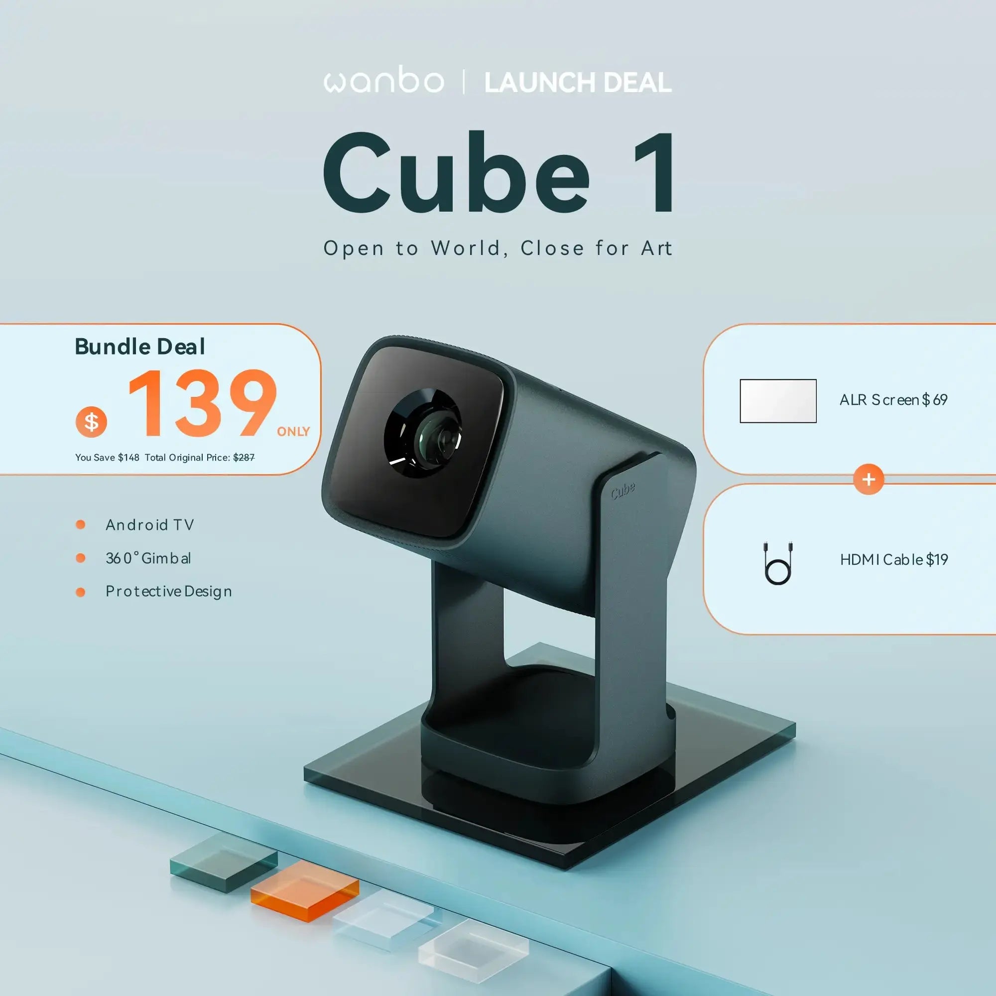 Wanbo Cube 1: Your Bedroom Cinema, Projected. With Android TV 11 & 360° Rotation. Product vendor