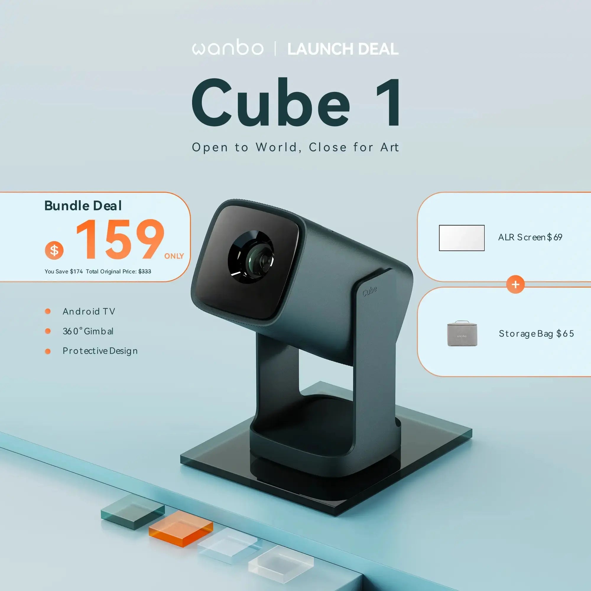 Wanbo Cube 1: Your Bedroom Cinema, Projected. With Android TV 11 & 360° Rotation. Product vendor