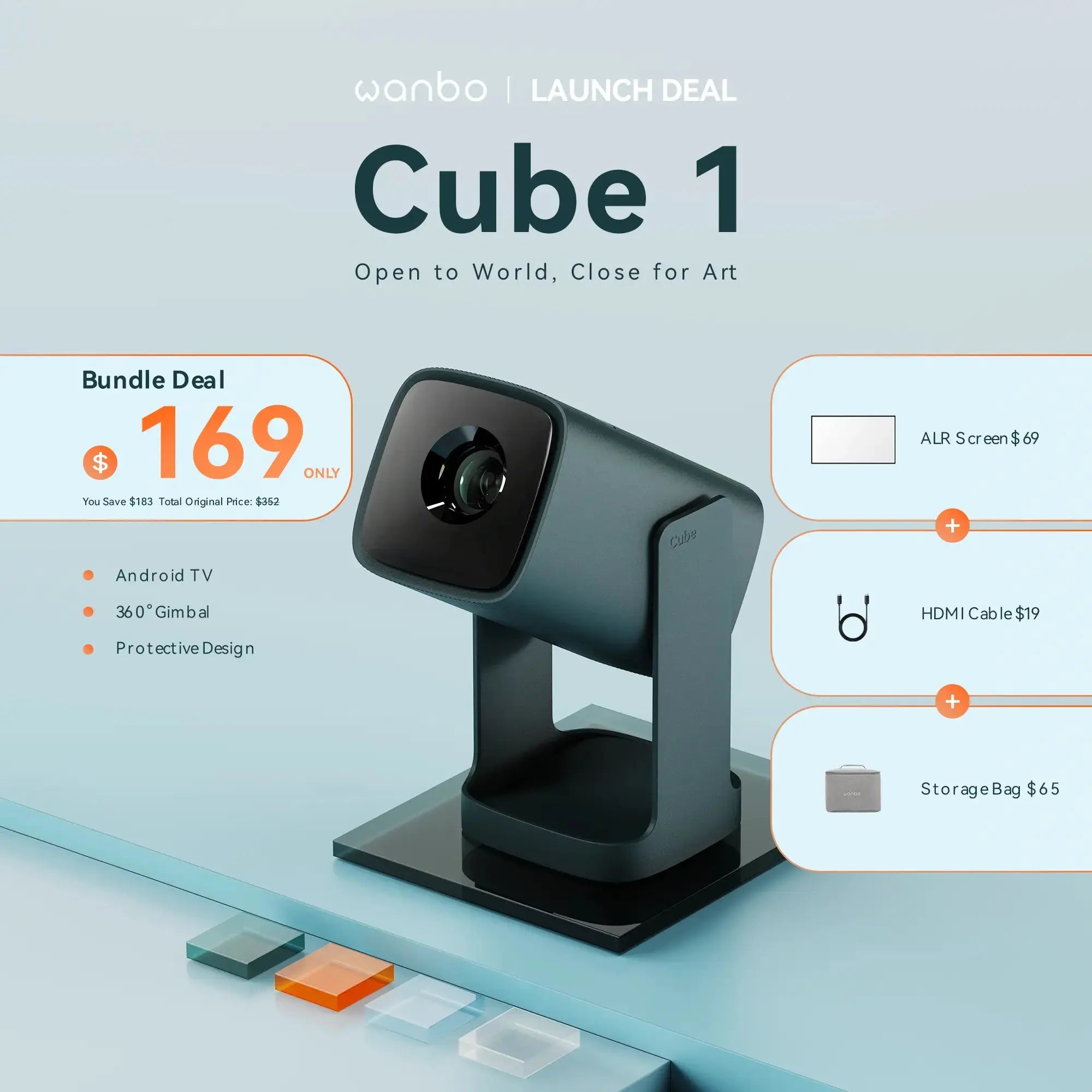 Wanbo Cube 1: Your Bedroom Cinema, Projected. With Android TV 11 & 360° Rotation. Product vendor