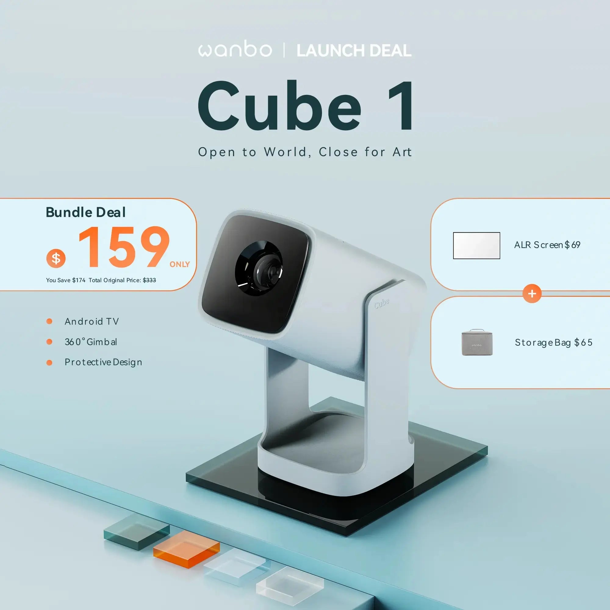 Wanbo Cube 1: Your Bedroom Cinema, Projected. With Android TV 11 & 360° Rotation. Product vendor