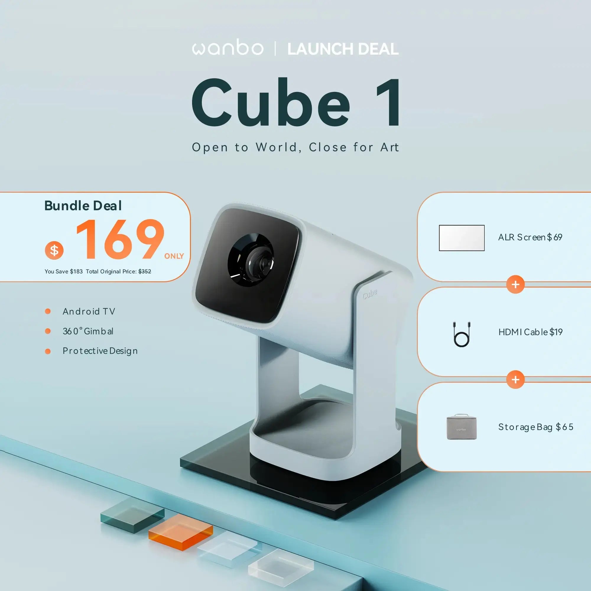 Wanbo Cube 1: Your Bedroom Cinema, Projected. With Android TV 11 & 360° Rotation. Product vendor