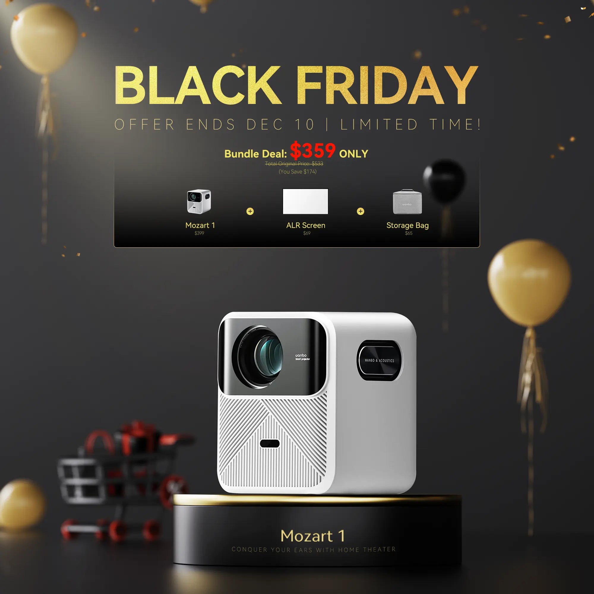 Wanbo Mozart 1 Projector PixelPro 5.0 full closed optical | 8W*2 Full-frequency speakers Product vendor