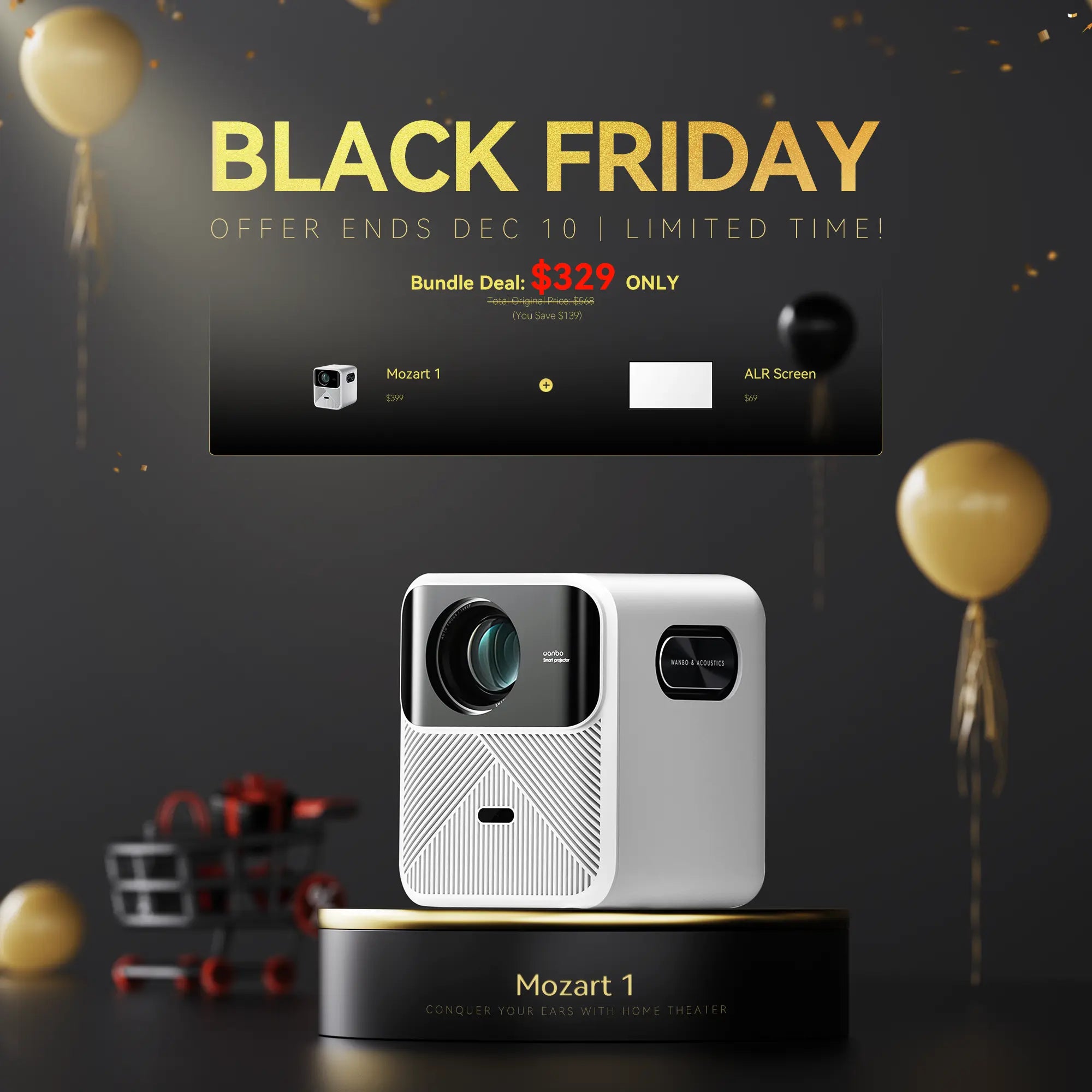 Wanbo Mozart 1 Projector PixelPro 5.0 full closed optical | 8W*2 Full-frequency speakers Product vendor