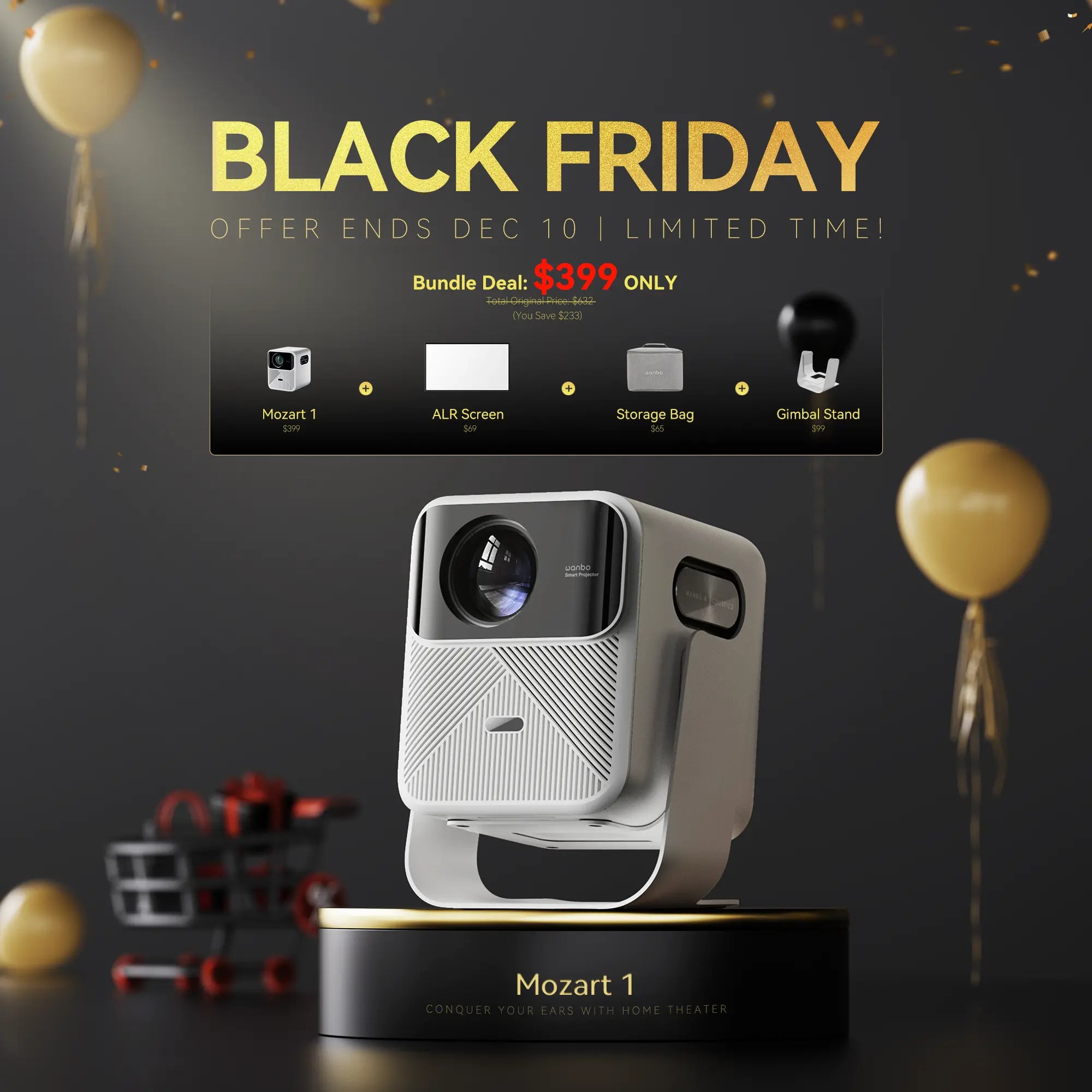 Wanbo Mozart 1 Projector PixelPro 5.0 full closed optical | 8W*2 Full-frequency speakers Product vendor