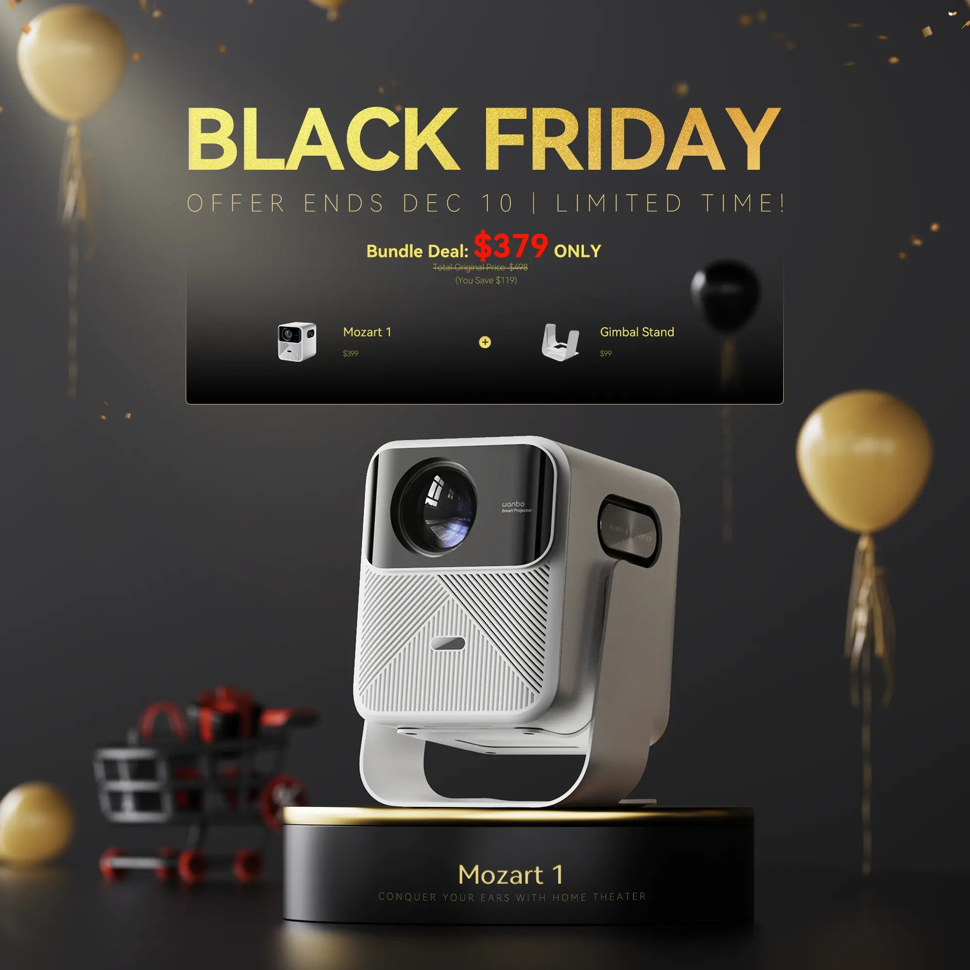 Wanbo Mozart 1 Projector PixelPro 5.0 full closed optical | 8W*2 Full-frequency speakers Product vendor