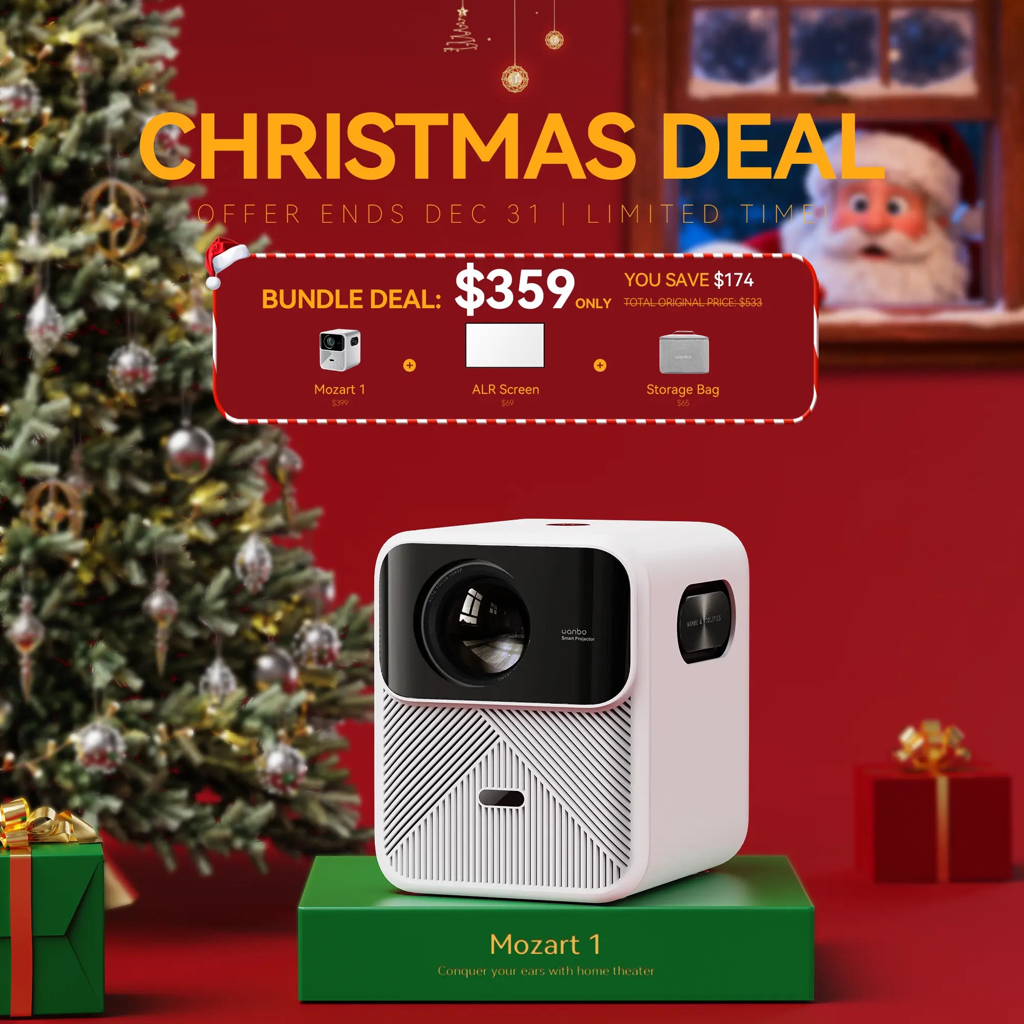 Wanbo Mozart 1 Projector PixelPro 5.0 full closed optical | 8W*2 Full-frequency speakers Product vendor