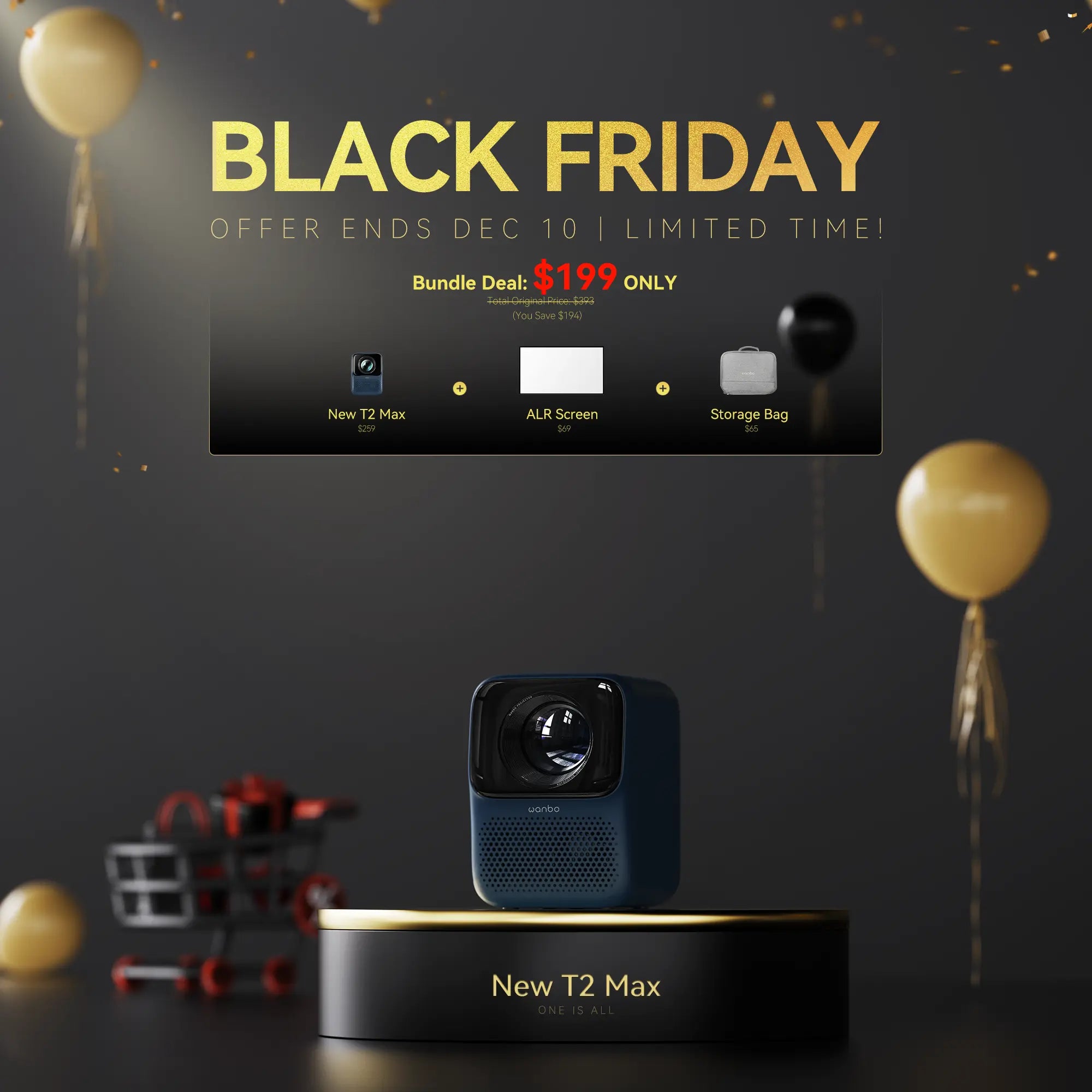 Wanbo New T2 Max Projector High Brightness 1080p Full HD Dual-Band Wifi 6 Product vendor