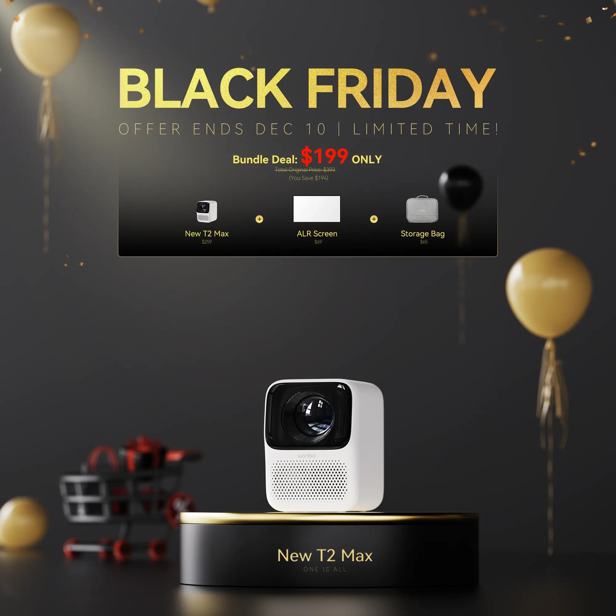 Wanbo New T2 Max Projector High Brightness 1080p Full HD Dual-Band Wifi 6 Product vendor