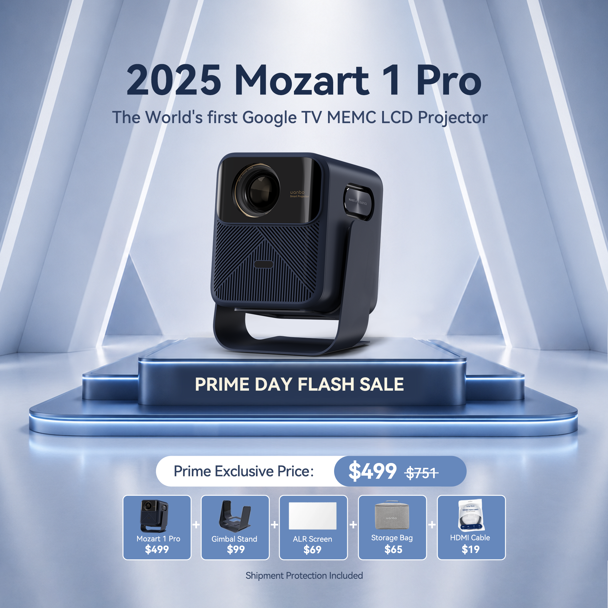 Wanbo Mozart 1 Pro Projektor neues Upgrade | Android TV 11.0 Google Assistant Netflix 1080P DRM L1