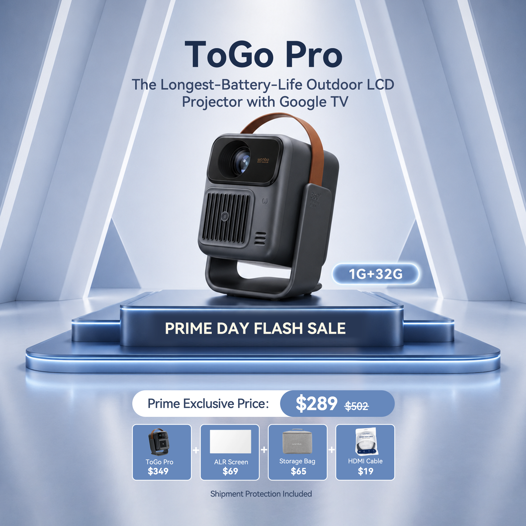 Wanbo ToGo Pro Prime Day Bundle: $289 (Save with HDMI + ALR Screen + Bag)