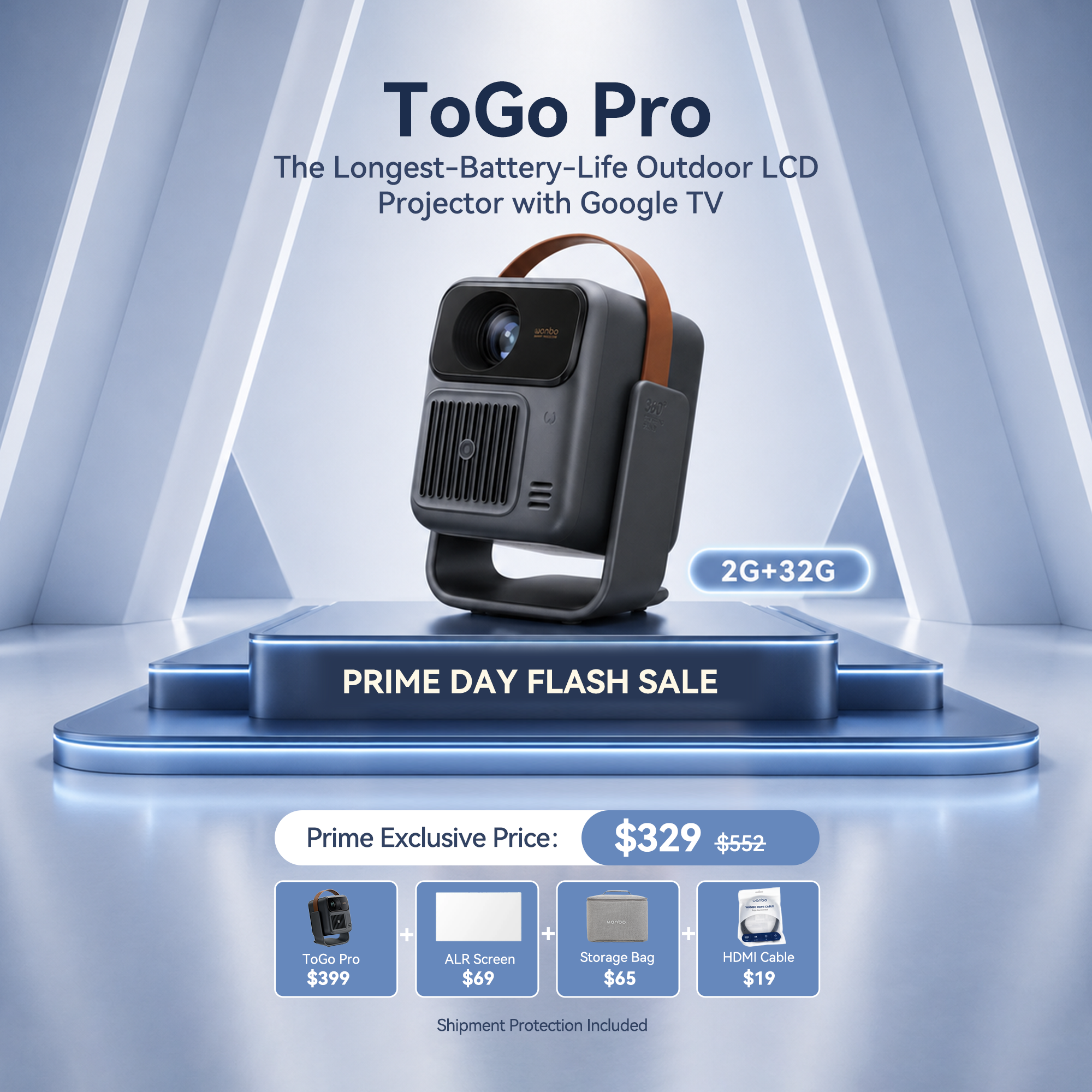 Wanbo ToGo Pro Prime Day Bundle: $289 (Save with HDMI + ALR Screen + Bag)