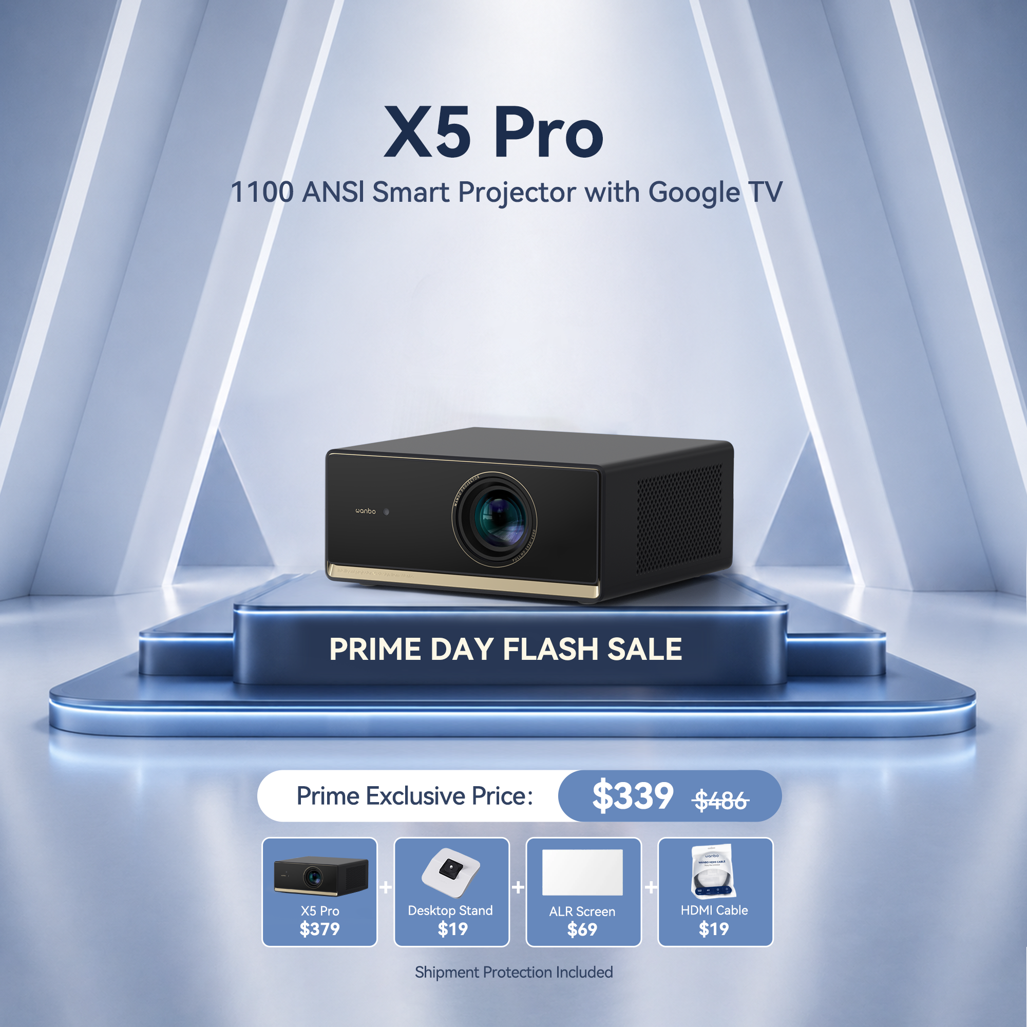 Wanbo X5 Pro 2025 Prime Day Flash Sale  | 1100 ANSI Google TV Smart Projector