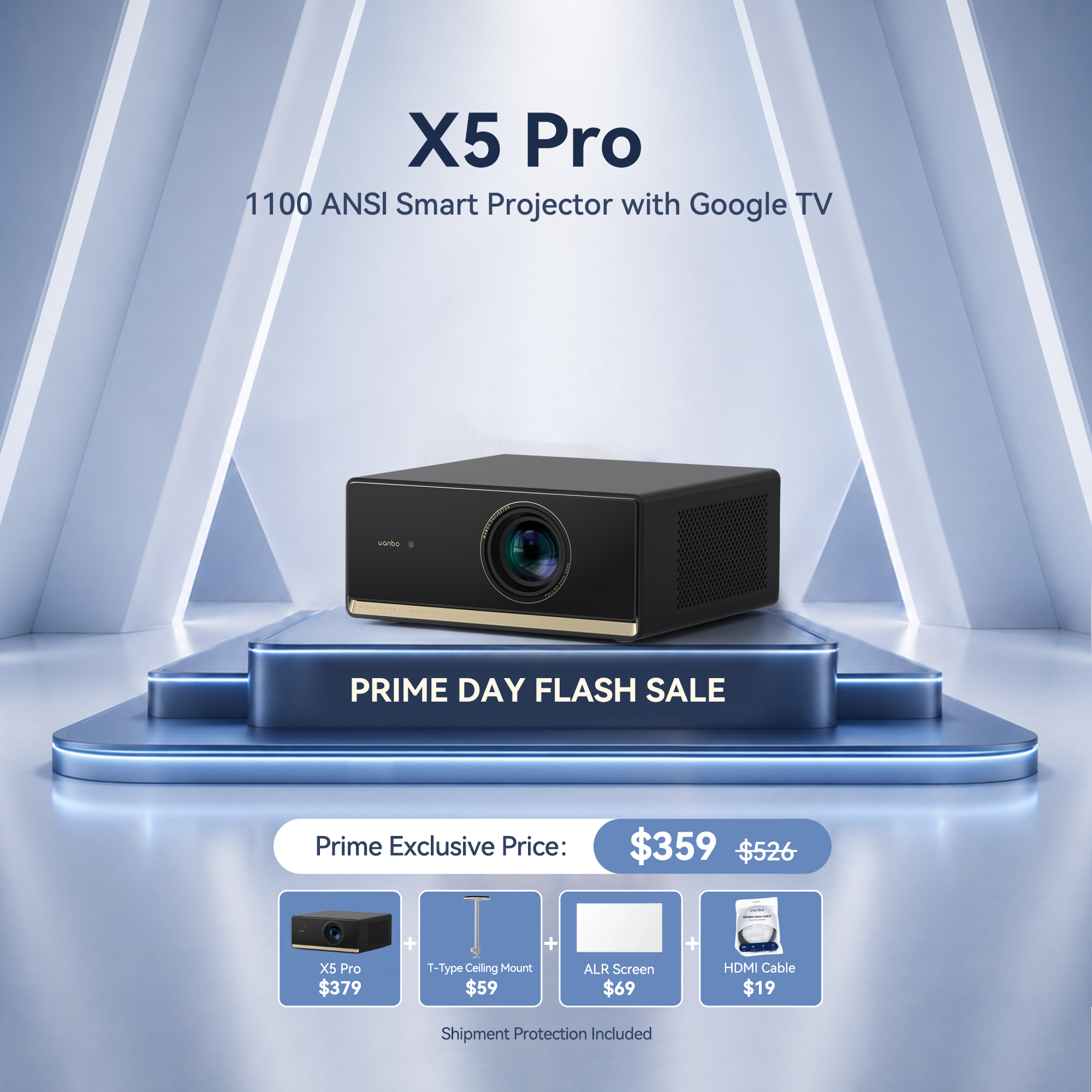 Wanbo X5 Pro 2025 Prime Day Flash Sale  | 1100 ANSI Google TV Smart Projector
