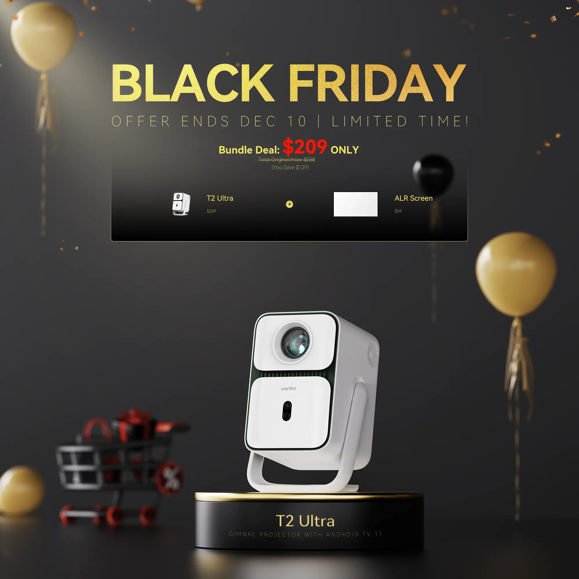 Wanbo T2 Ultra Gimbal projector with Android TV 11 DRM L1 Certification Product vendor