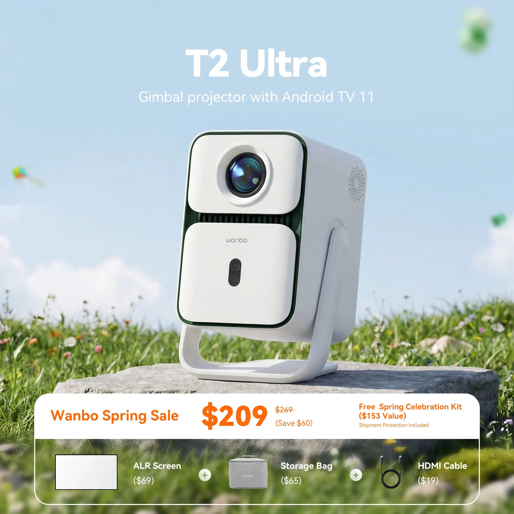 Wanbo T2 Ultra Gimbal projector with Android TV 11 DRM L1 Certification Product vendor