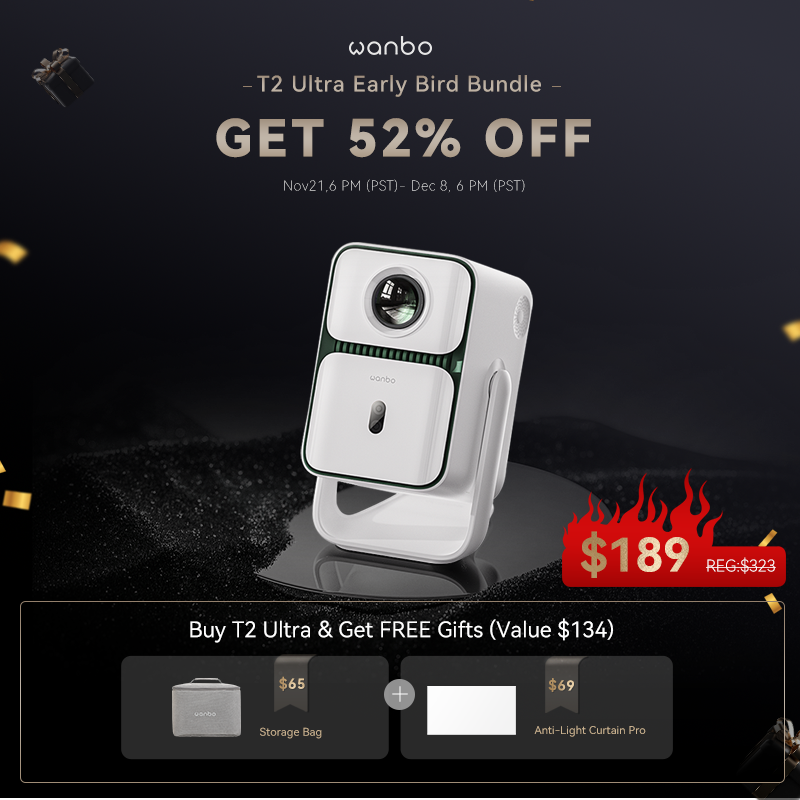 Wanbo T2 Ultra Gimbal projector with Android TV 11