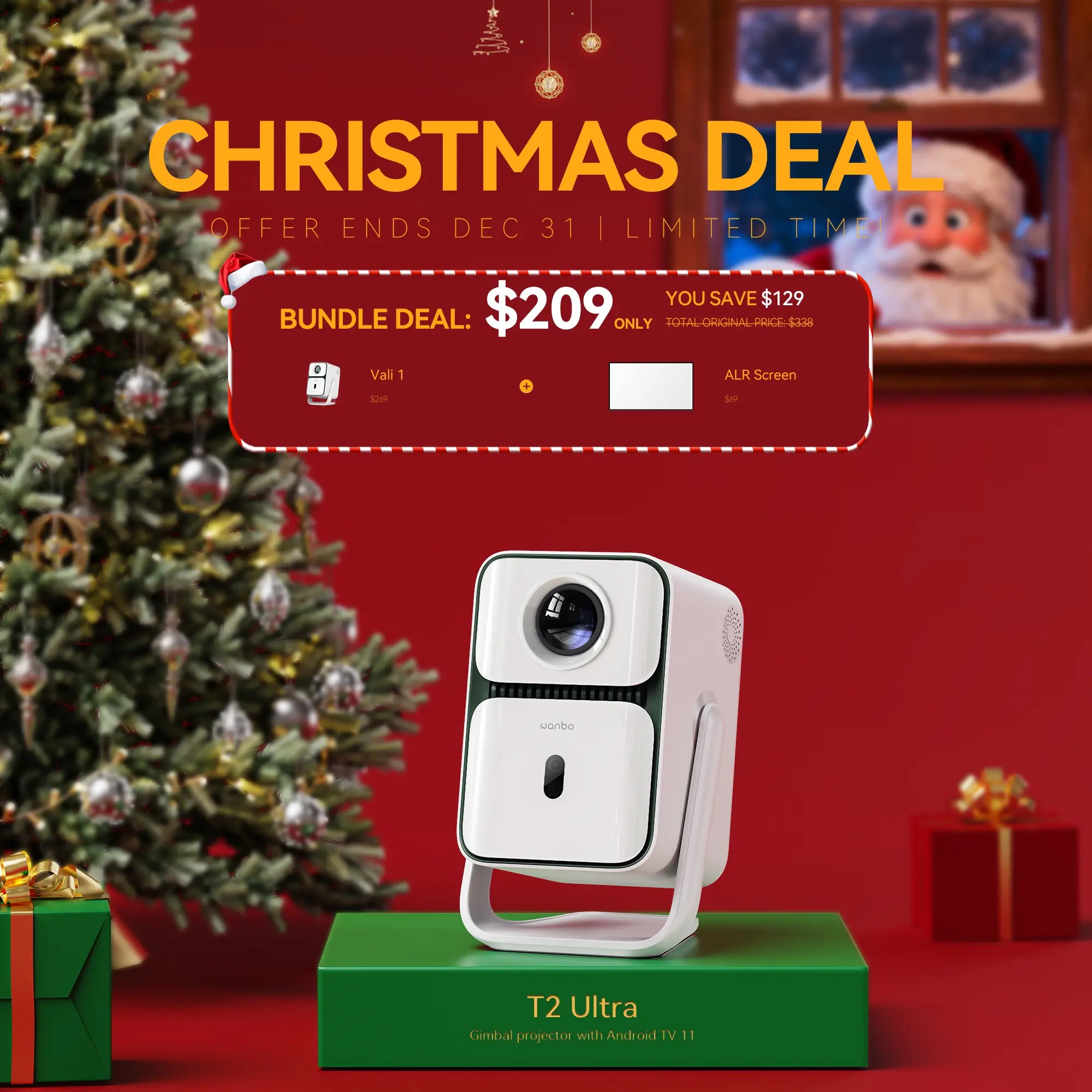 Wanbo T2 Ultra Gimbal projector with Android TV 11 DRM L1 Certification Product vendor