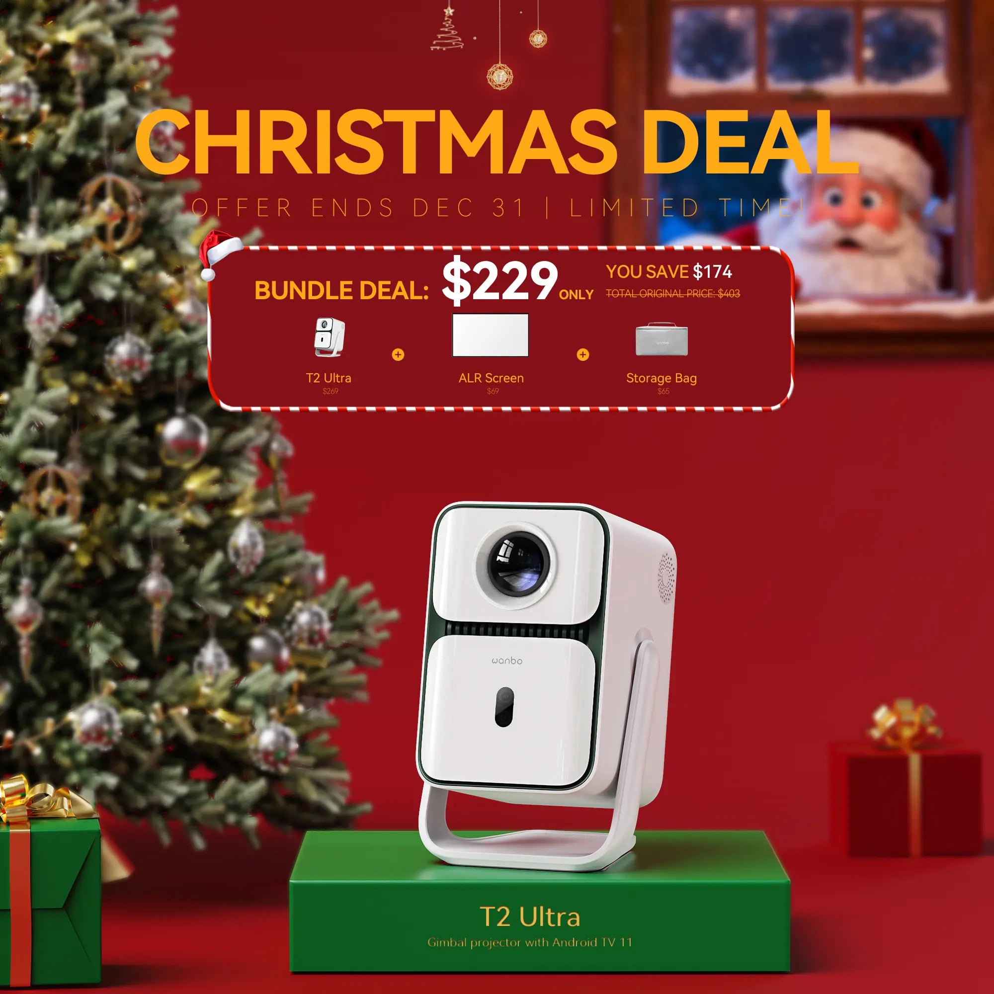 Wanbo T2 Ultra Gimbal projector with Android TV 11 DRM L1 Certification Product vendor