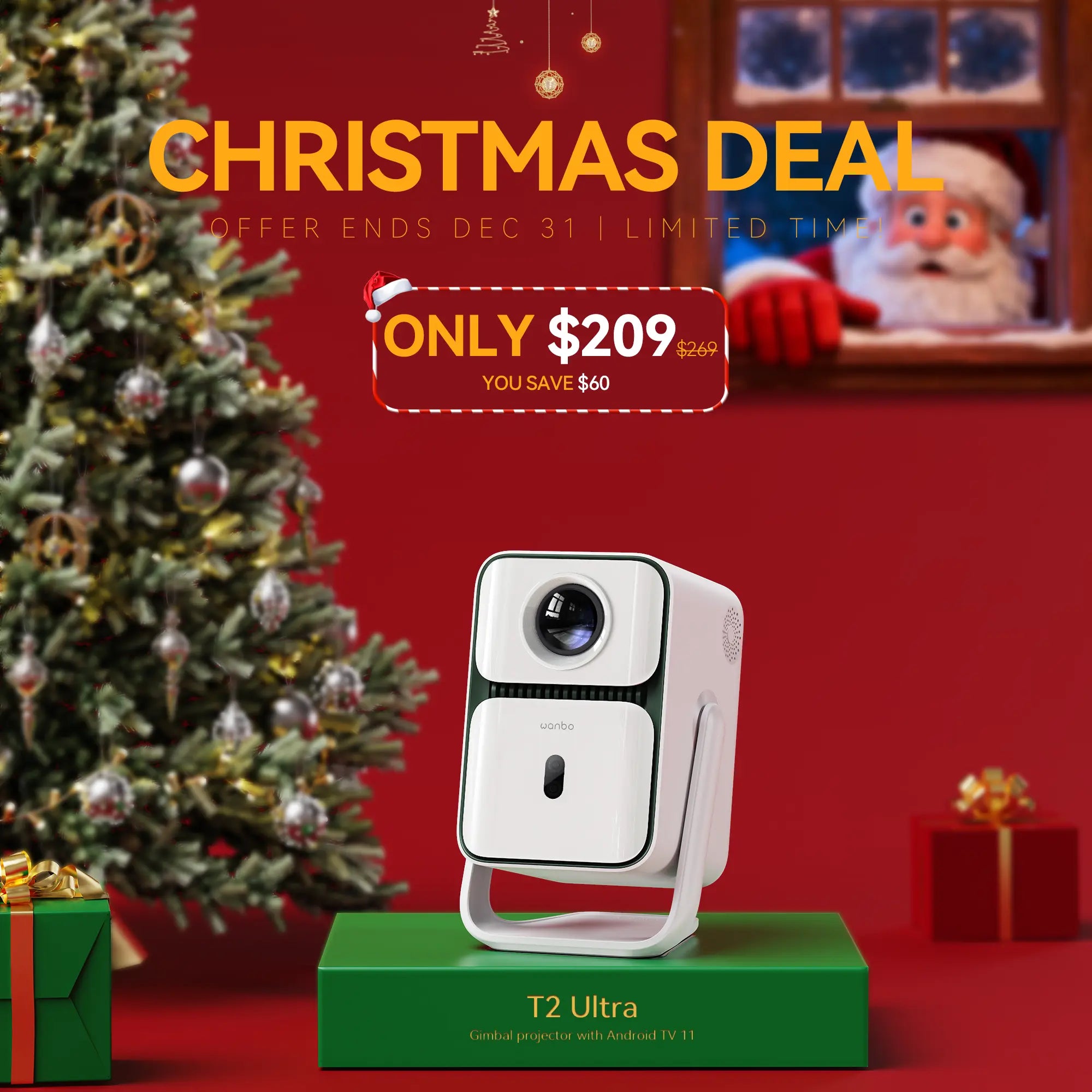 Wanbo T2 Ultra Gimbal projector with Android TV 11 DRM L1 Certification Product vendor