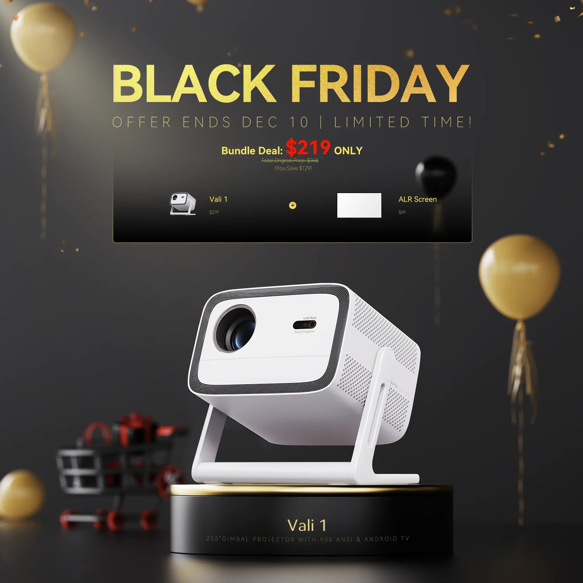 Wanbo Vali 1 200° Gimbal Portable Smart Projector | 900 ANSI | Android TV Product vendor